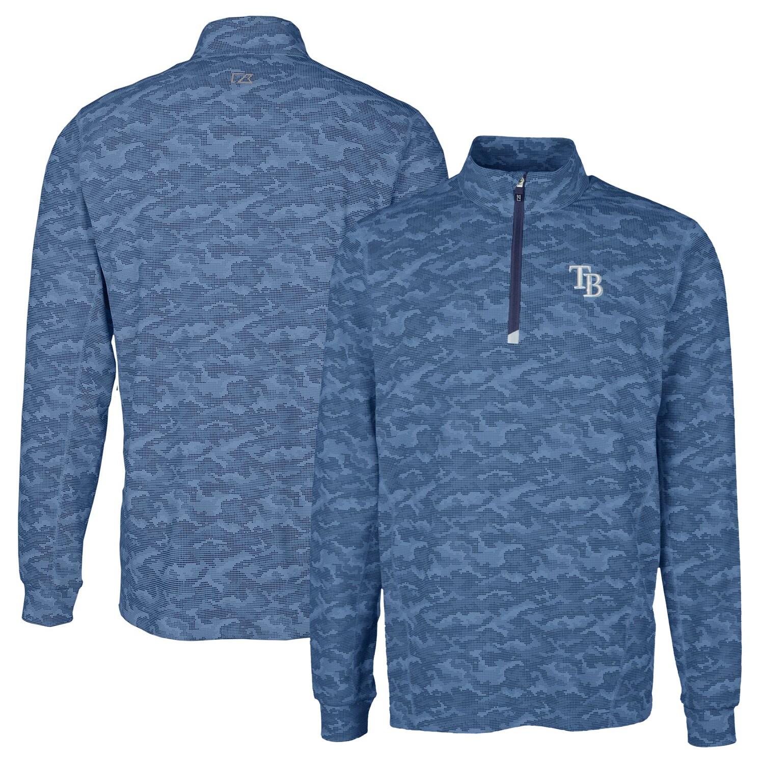 Men's Tampa Bay Rays Cutter & Buck Navy Big & Tall Traverse Camo Print Stretch Quarter-Zip Pullover Top