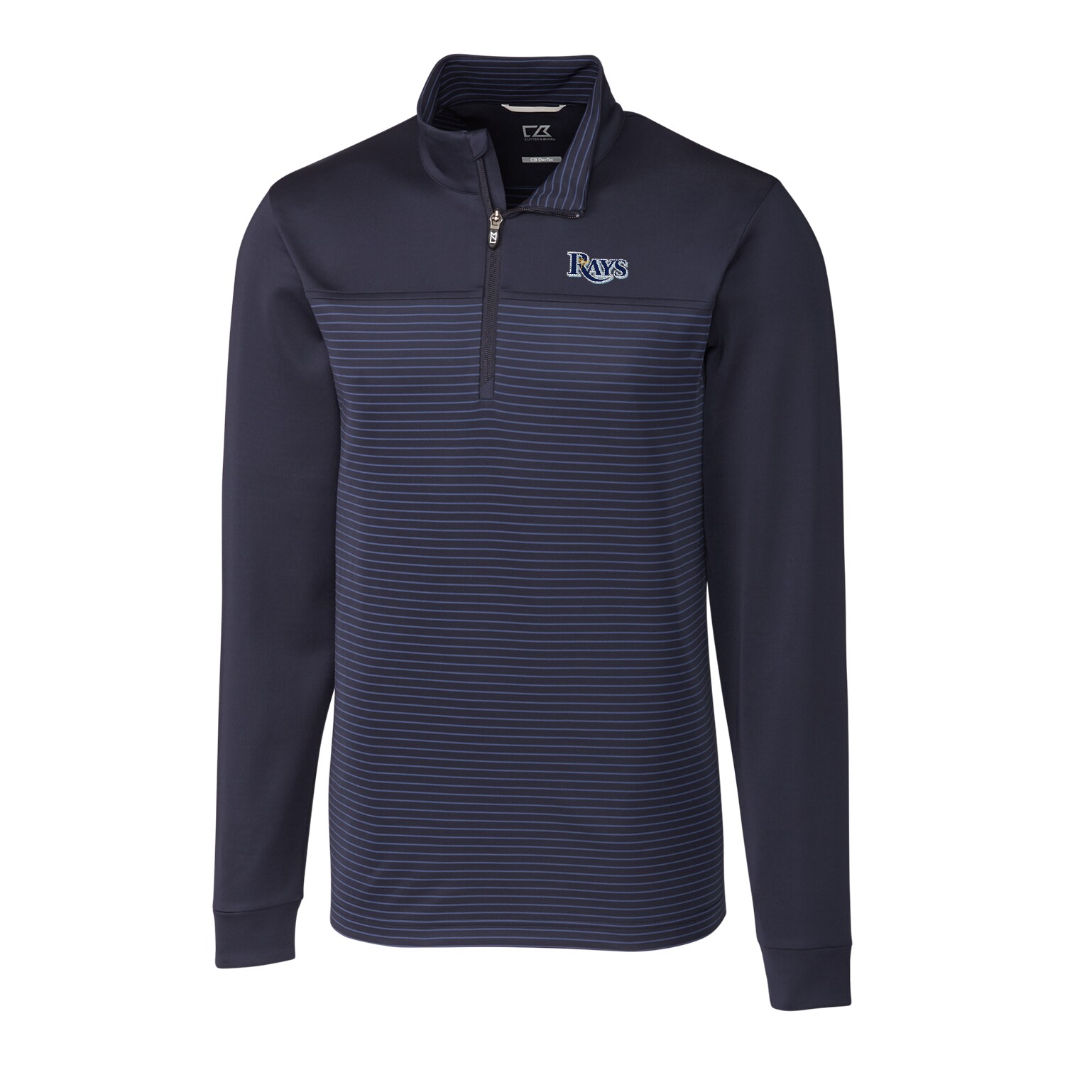Men's Tampa Bay Rays Cutter & Buck Navy Big & Tall Traverse Stripe Half-Zip Pullover Jacket