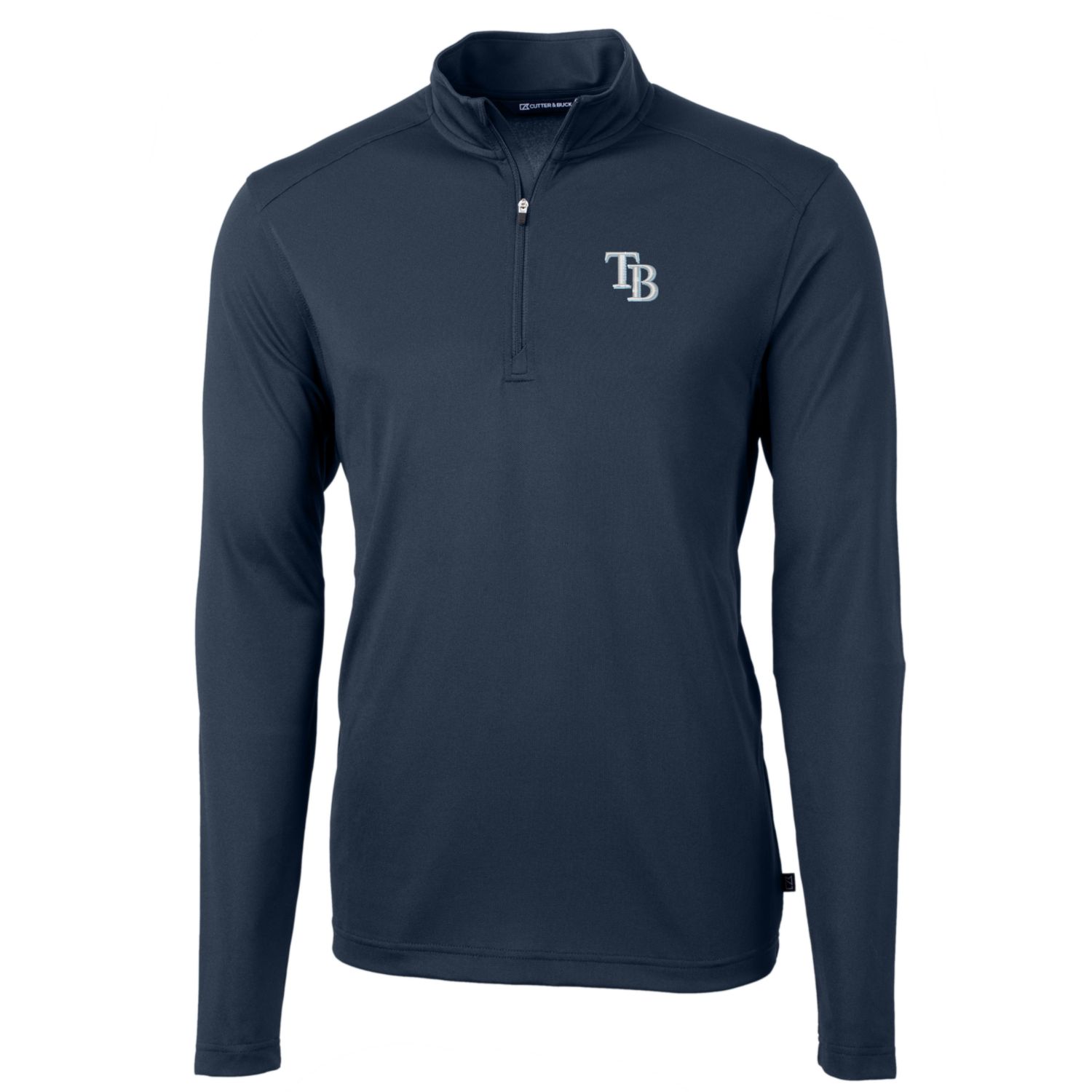 Men's Tampa Bay Rays Cutter & Buck Navy Big & Tall Virtue Eco Pique Quarter-Zip Pullover Jacket