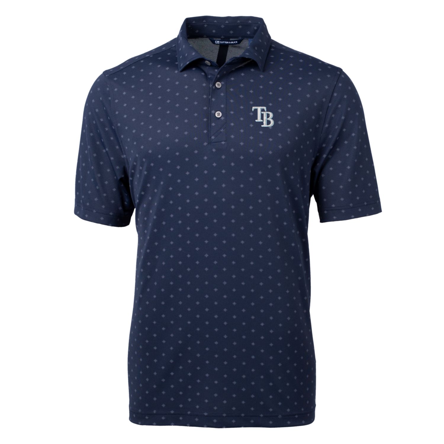 Men's Tampa Bay Rays Cutter & Buck Navy Big & Tall Virtue Eco Pique Tile Print Polo