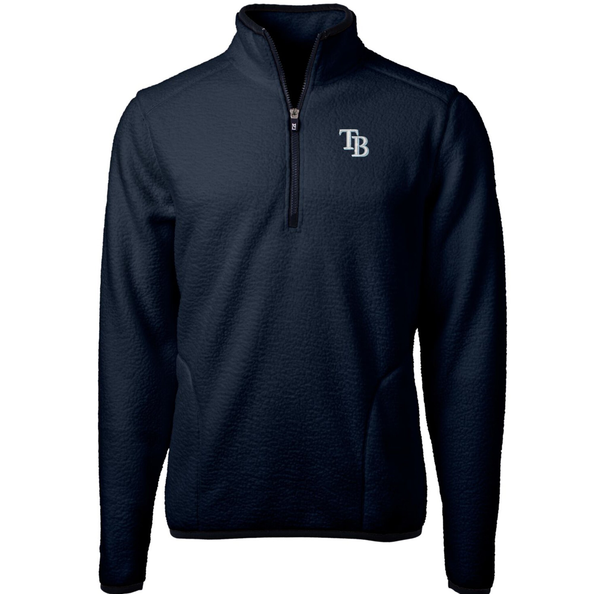Men's Tampa Bay Rays Cutter & Buck Navy Cascade Eco Sherpa Fleece Quarter-Zip Pullover Jacket