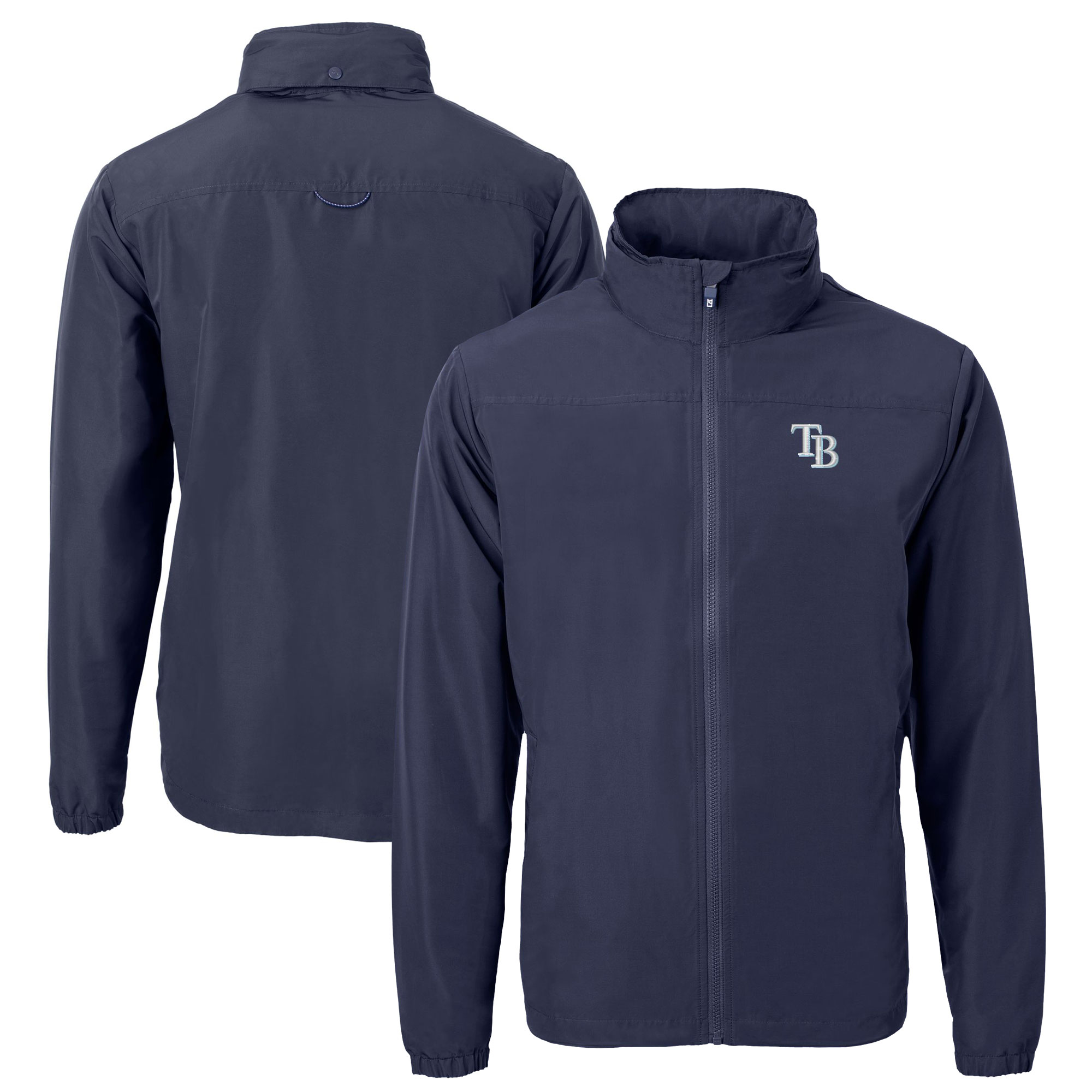 Men's Tampa Bay Rays Cutter & Buck Navy Charter Eco Recycled Full-Zip Jacket