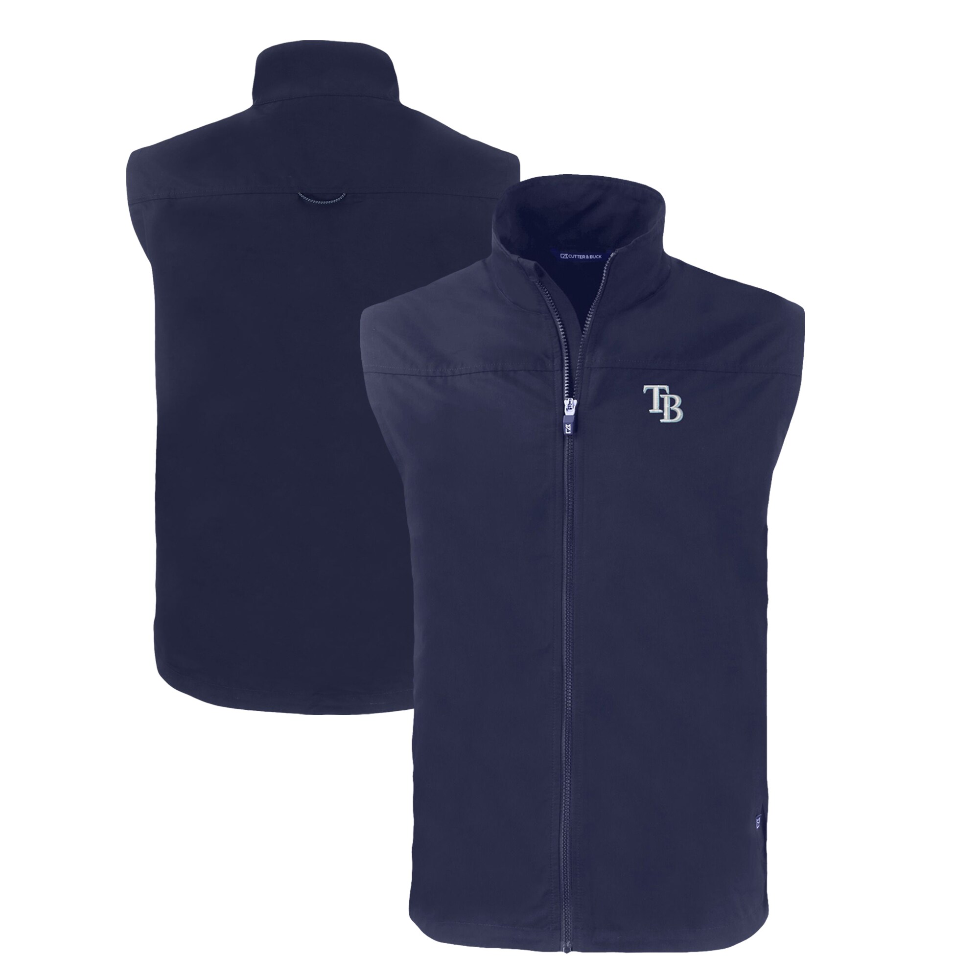 Men's Tampa Bay Rays  Cutter & Buck Navy Charter Eco Recycled Full-Zip Vest