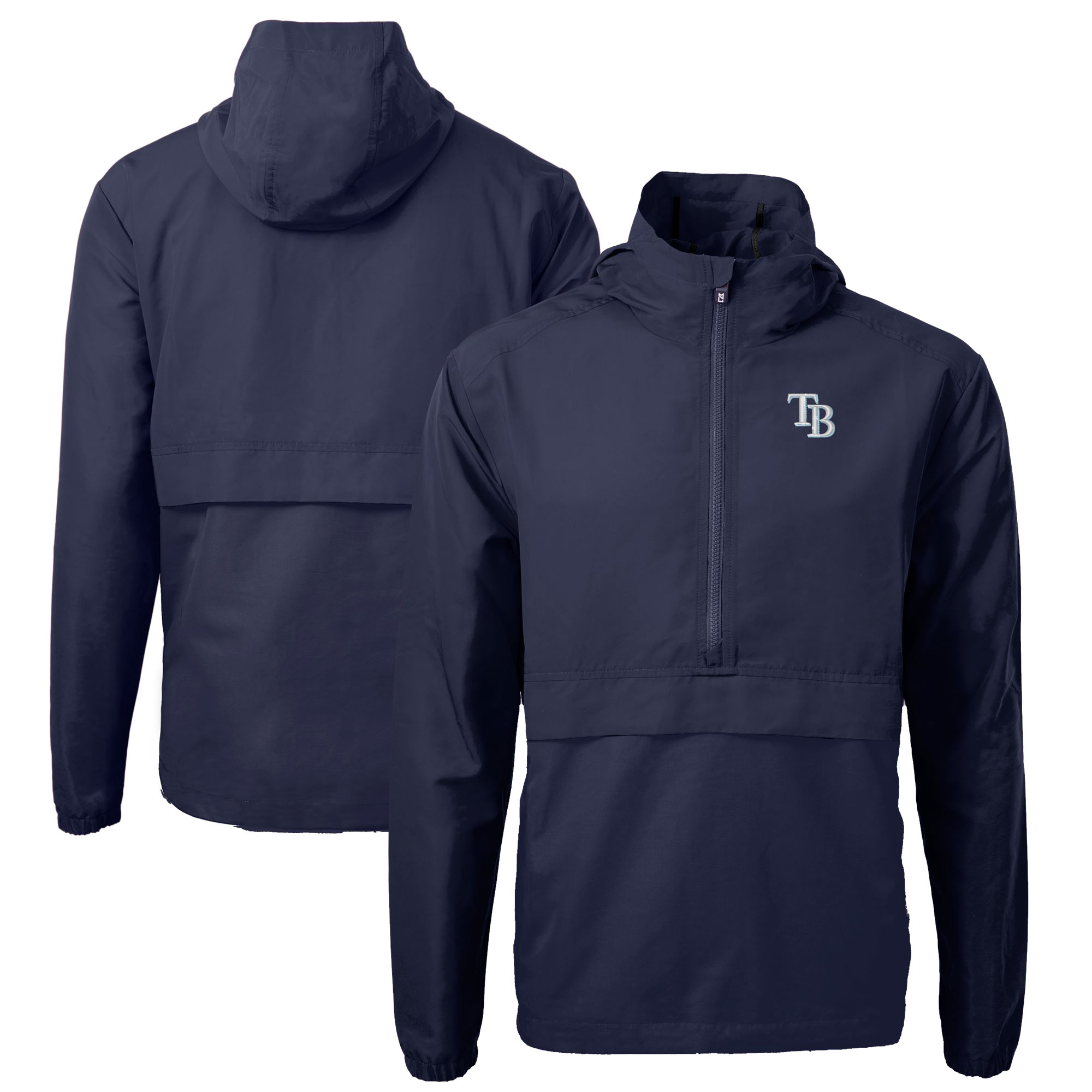 Men's Tampa Bay Rays Cutter & Buck Navy Charter Eco Recycled Half-Zip Anorak Jacket