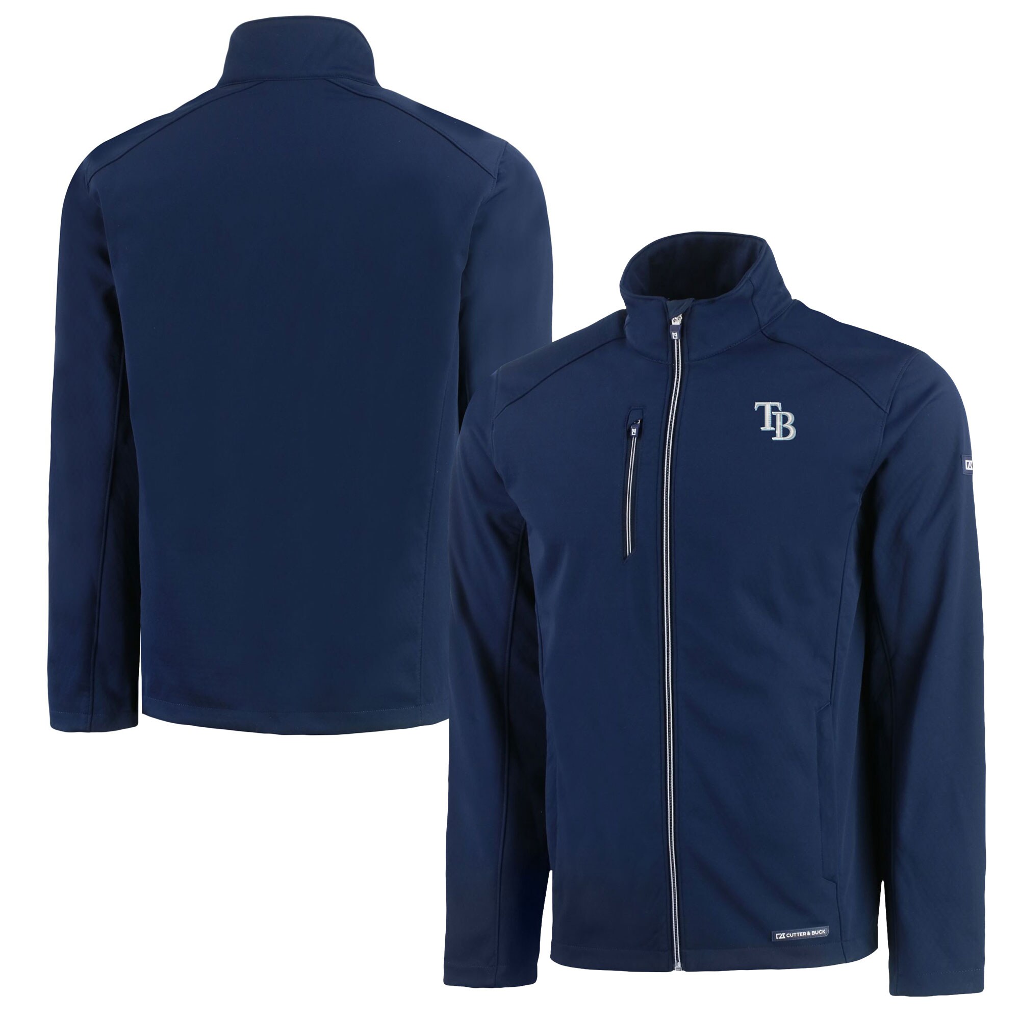 Men's Tampa Bay Rays Cutter & Buck Navy Evoke Eco Softshell Recycled Full-Zip Jacket