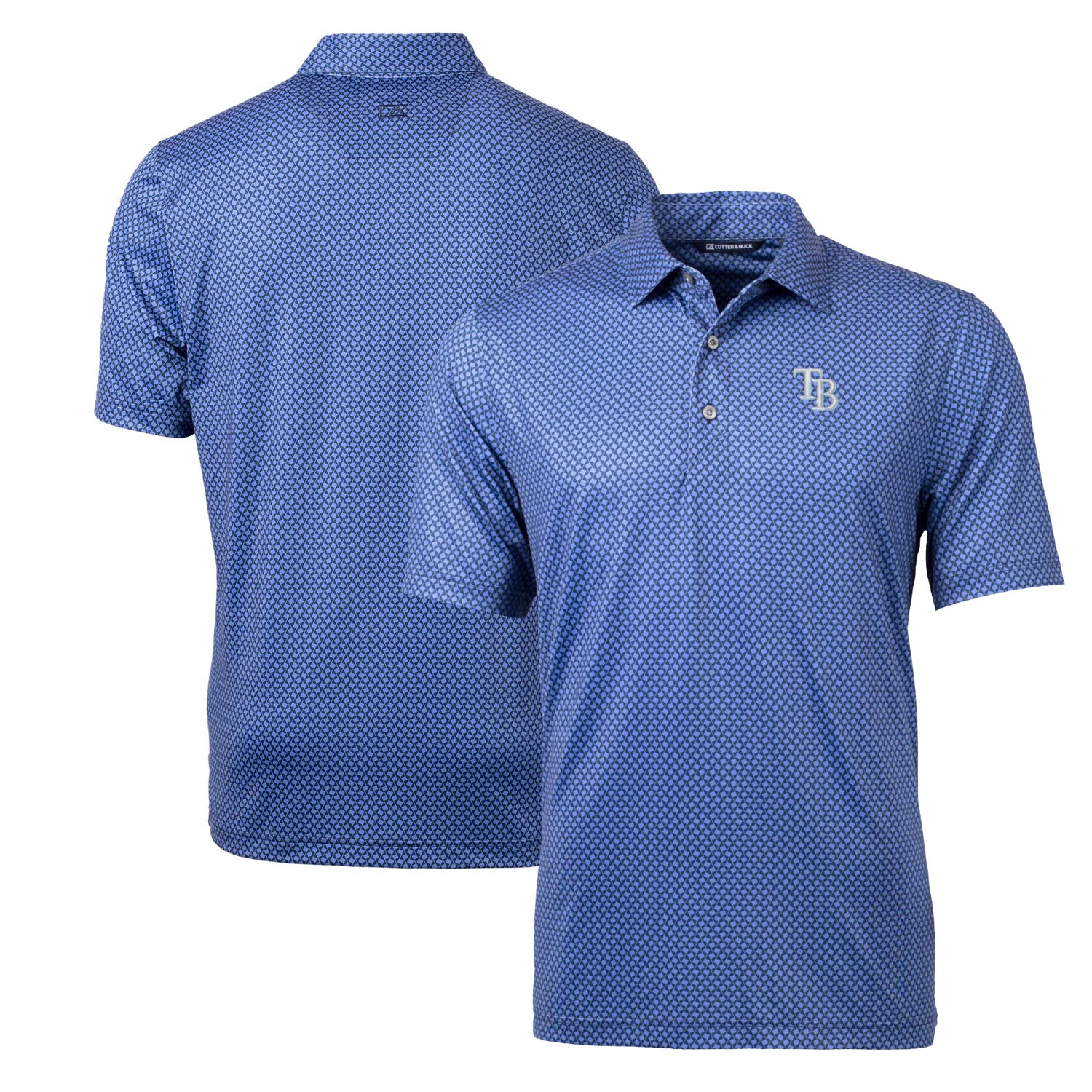 Men's Tampa Bay Rays Cutter & Buck Navy Pike Banner Print Polo