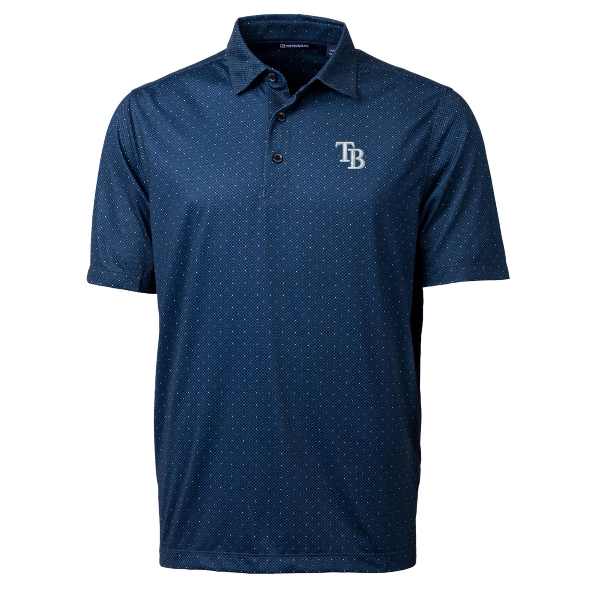 Men's Tampa Bay Rays Cutter & Buck Navy Pike Double Dot Print Stretch Polo
