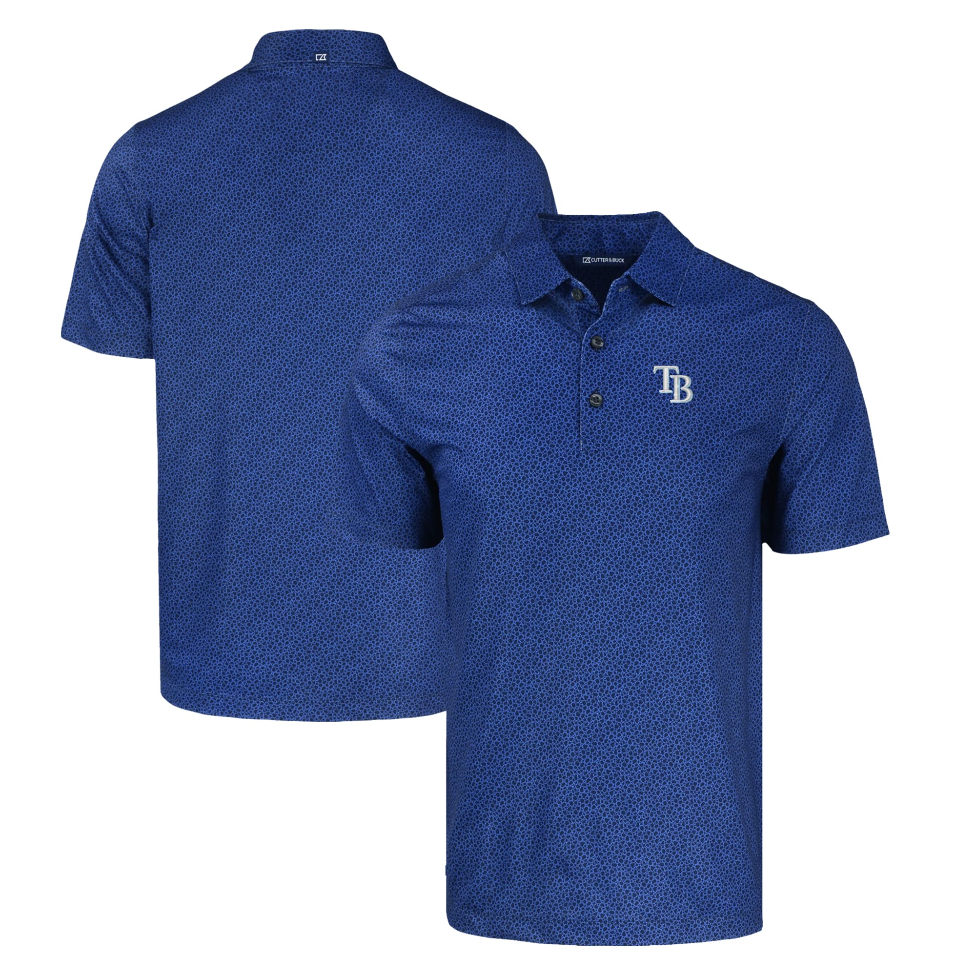 Men's Tampa Bay Rays  Cutter & Buck Navy Pike Eco Pebble Print Stretch Recycled Polo