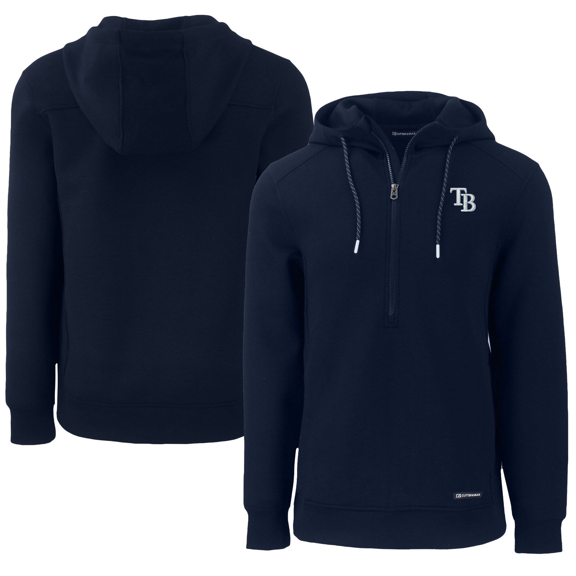 Men's Tampa Bay Rays  Cutter & Buck Navy Roam Eco Half-Zip Recycled Pullover Hoodie