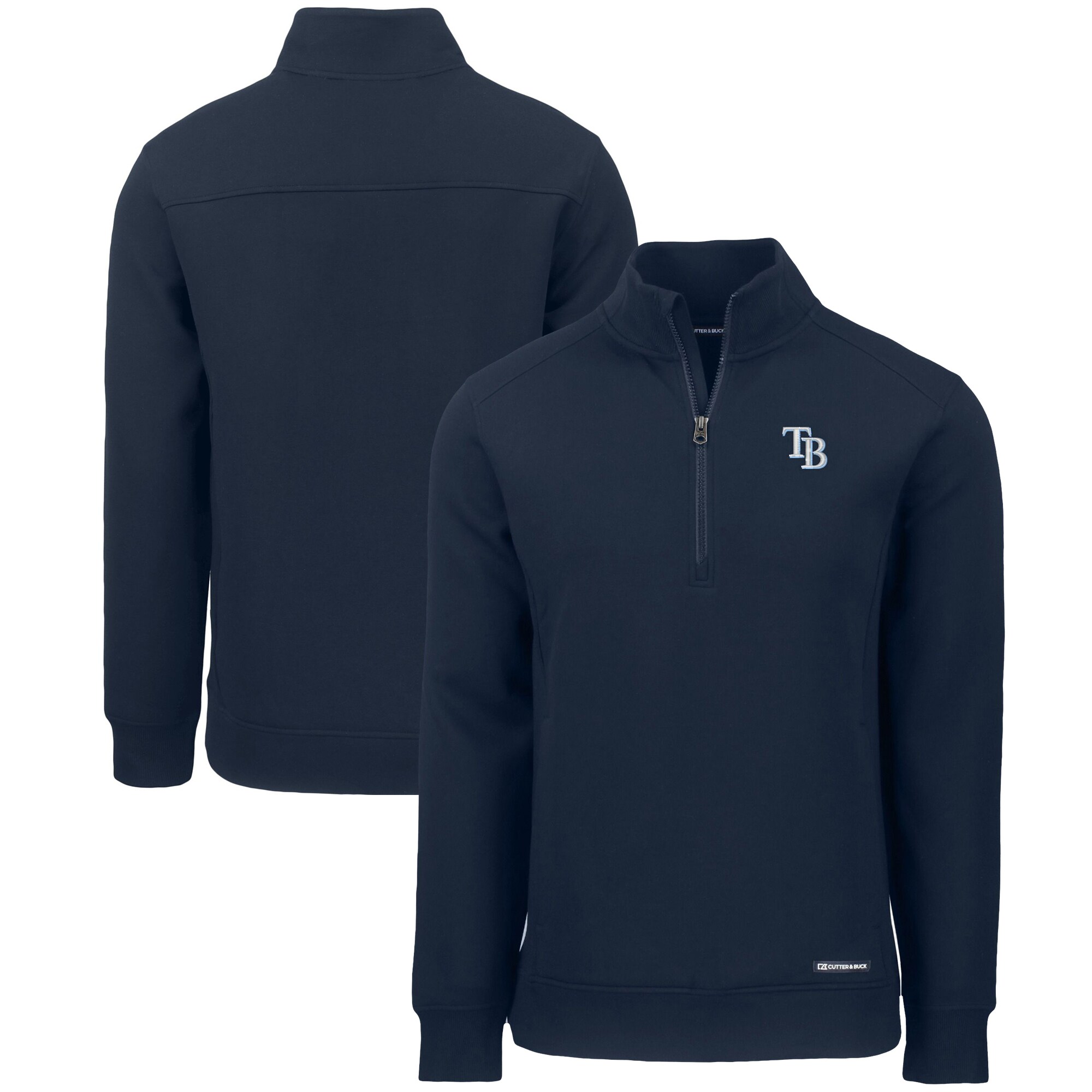 Men's Tampa Bay Rays  Cutter & Buck Navy Roam Eco Recycled Quarter-Zip Pullover