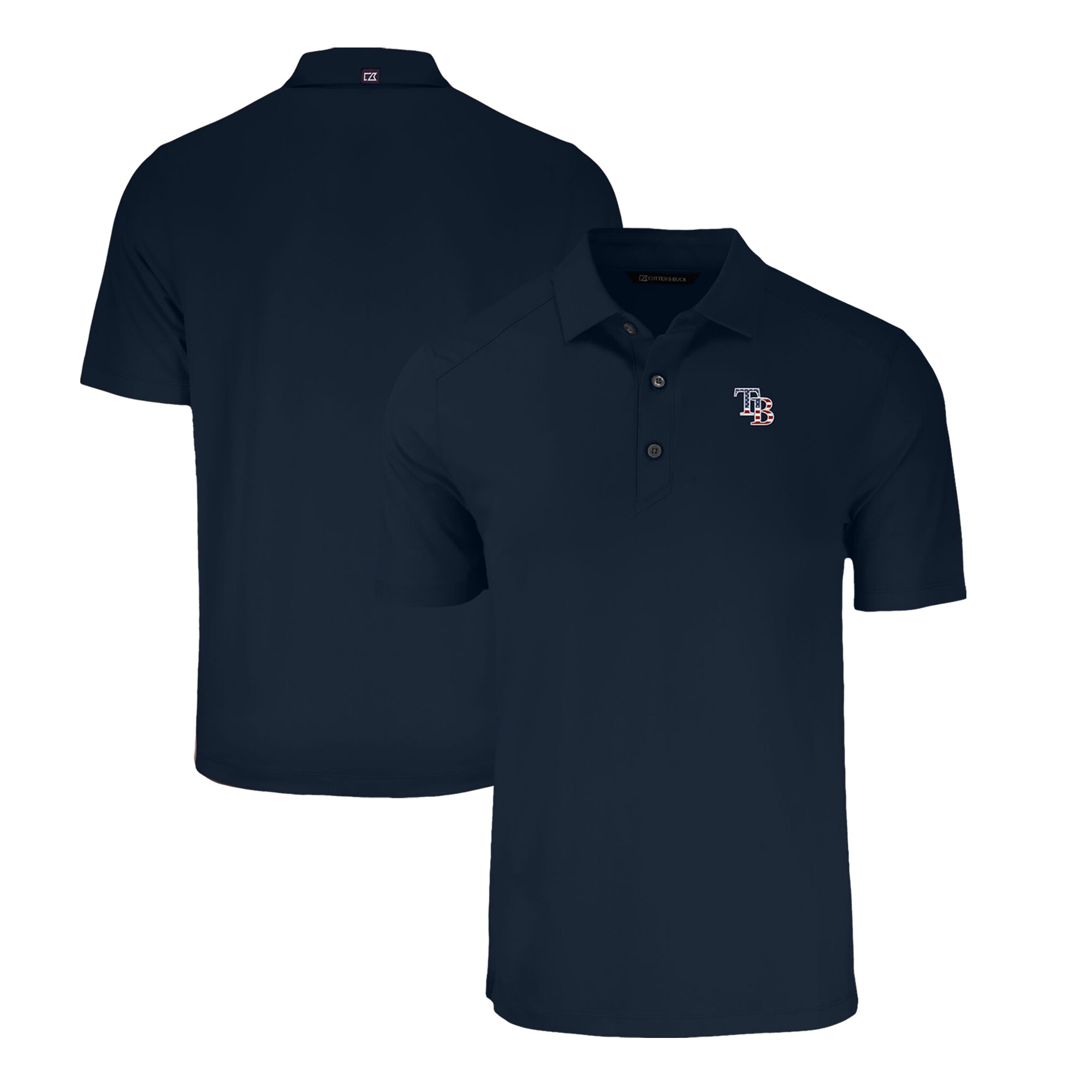 Men's Tampa Bay Rays  Cutter & Buck Navy Stars & Stripes Forge Eco Stretch Recycled Polo