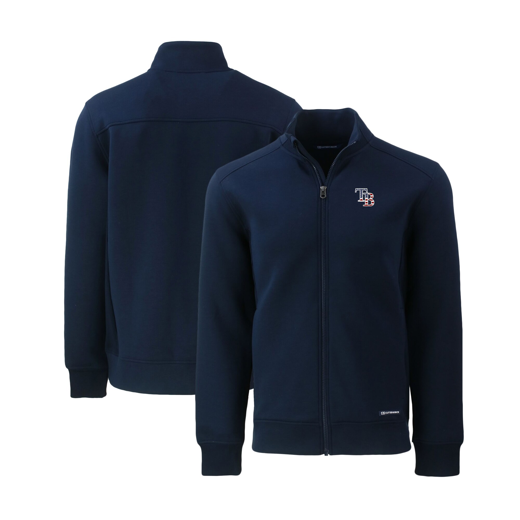 Men's Tampa Bay Rays Cutter & Buck Navy Stars & Stripes Roam Eco Recycled Full-Zip Jacket