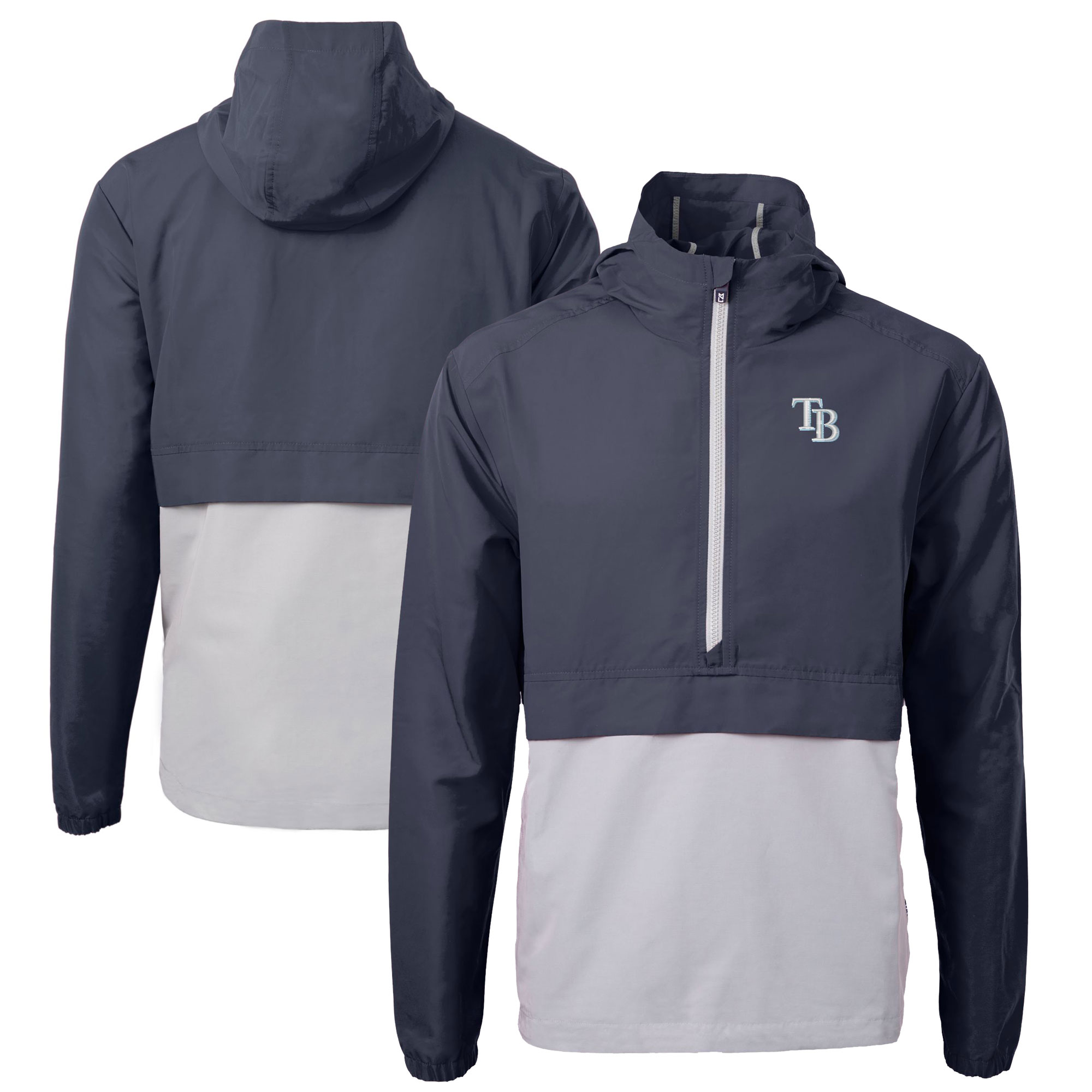 Men's Tampa Bay Rays Cutter & Buck Navy/Gray Charter Eco Recycled Half-Zip Anorak Jacket