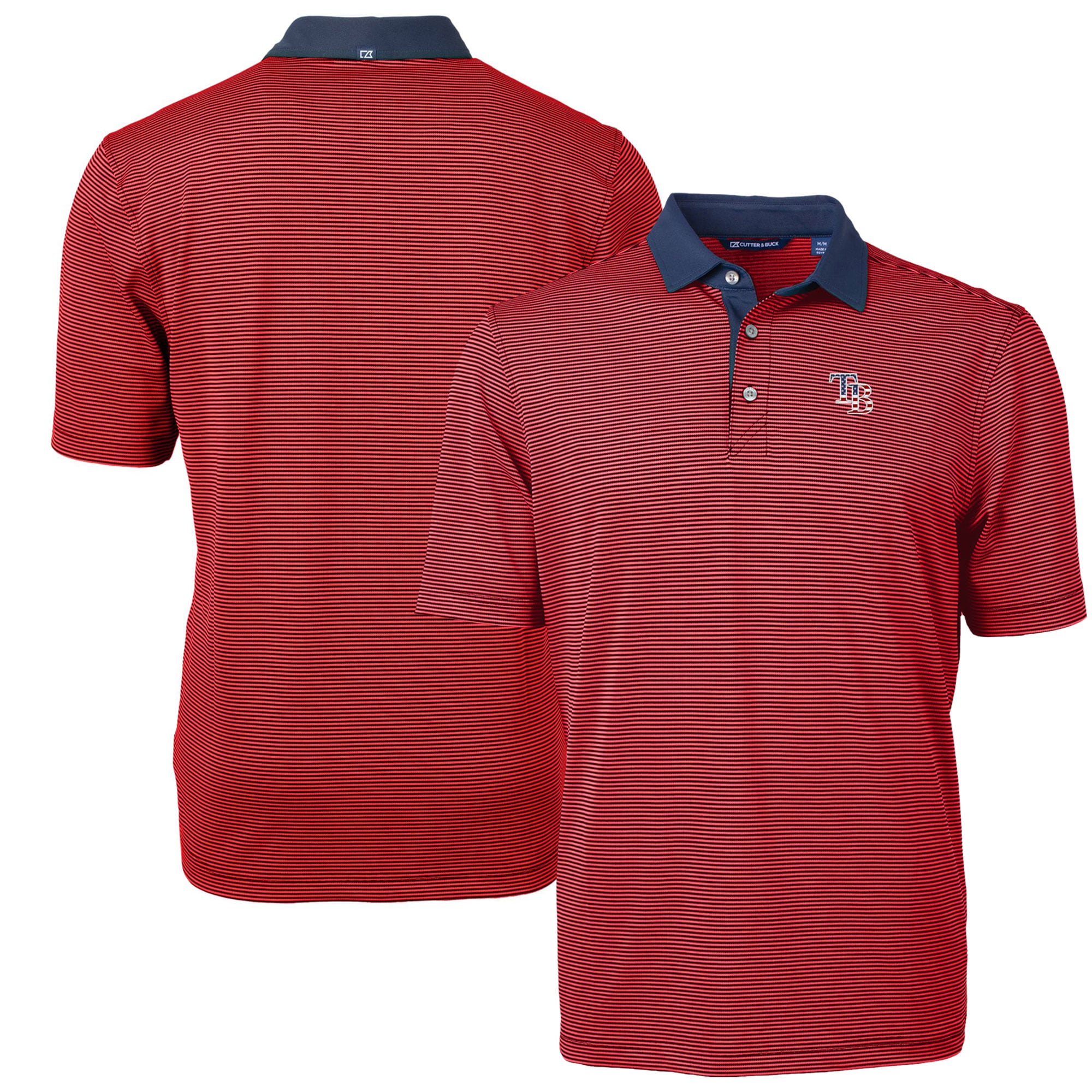 Men's Tampa Bay Rays  Cutter & Buck Red Americana Logo Big & Tall Virtue Eco Pique Recycled Polo