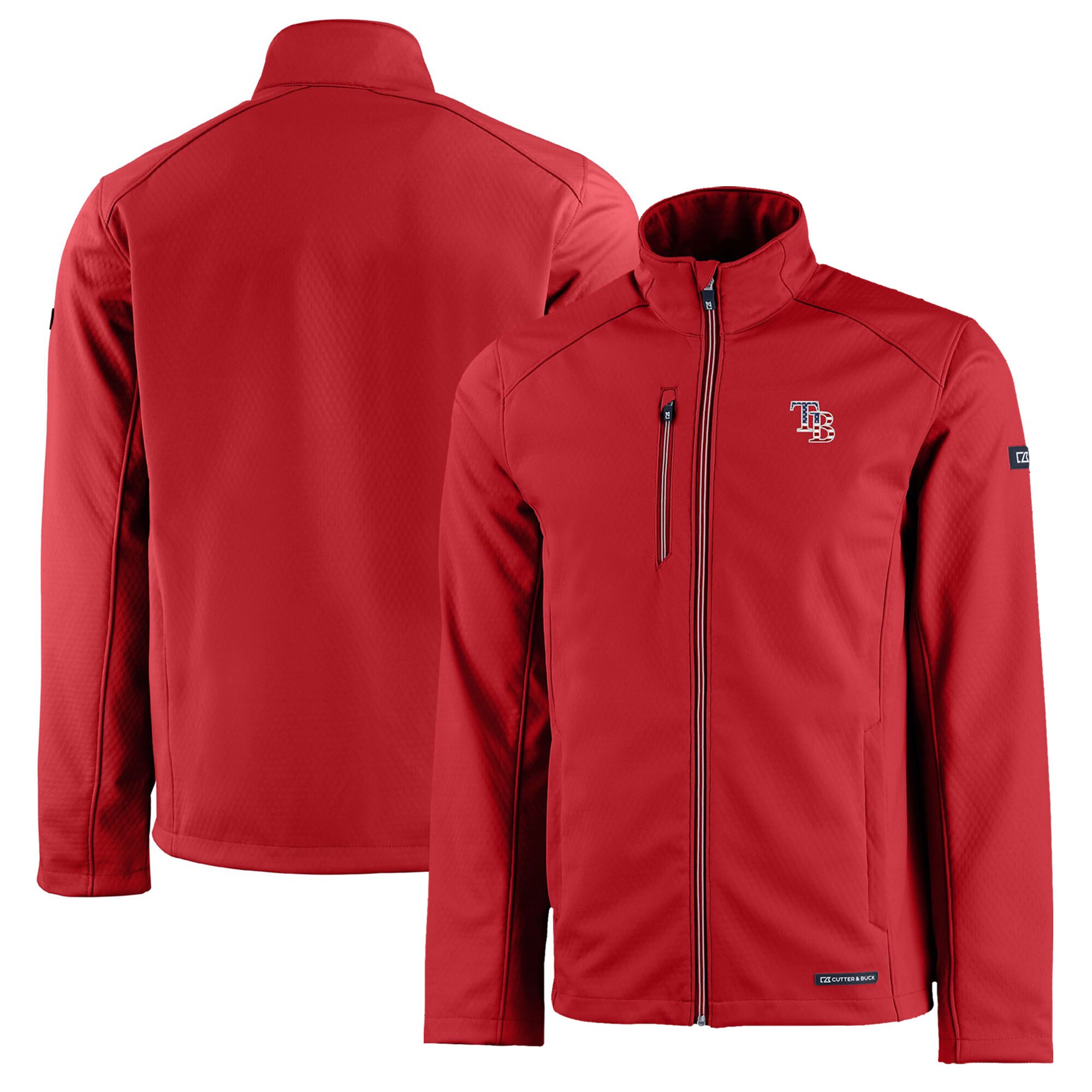 Men's Tampa Bay Rays  Cutter & Buck Red Americana Logo Evoke Eco Softshell Recycled Full-Zip Jacket