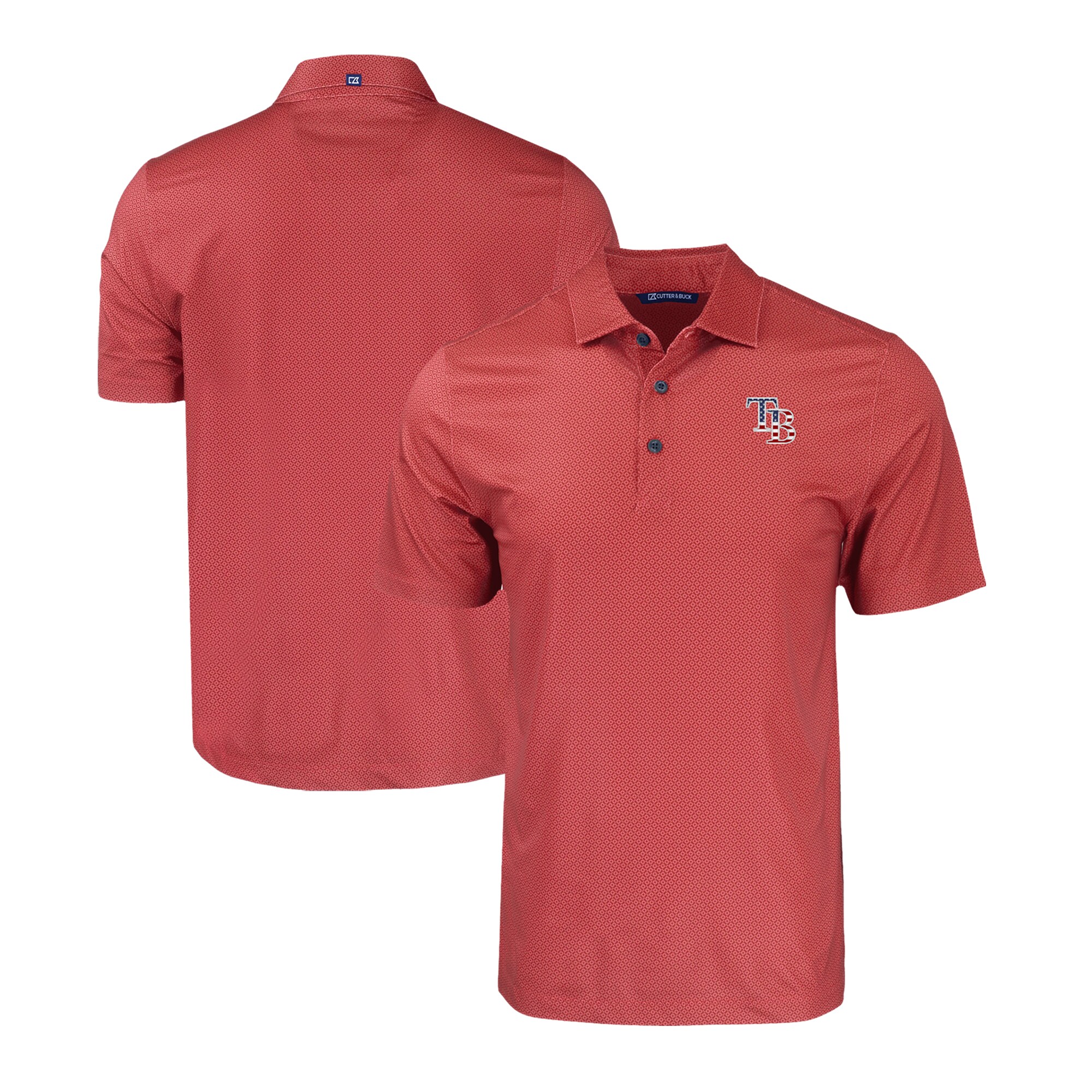 Men's Tampa Bay Rays  Cutter & Buck Red Stars & Stripes Big & Tall Pike Eco Tonal Geo Print Stretch Recycled Polo