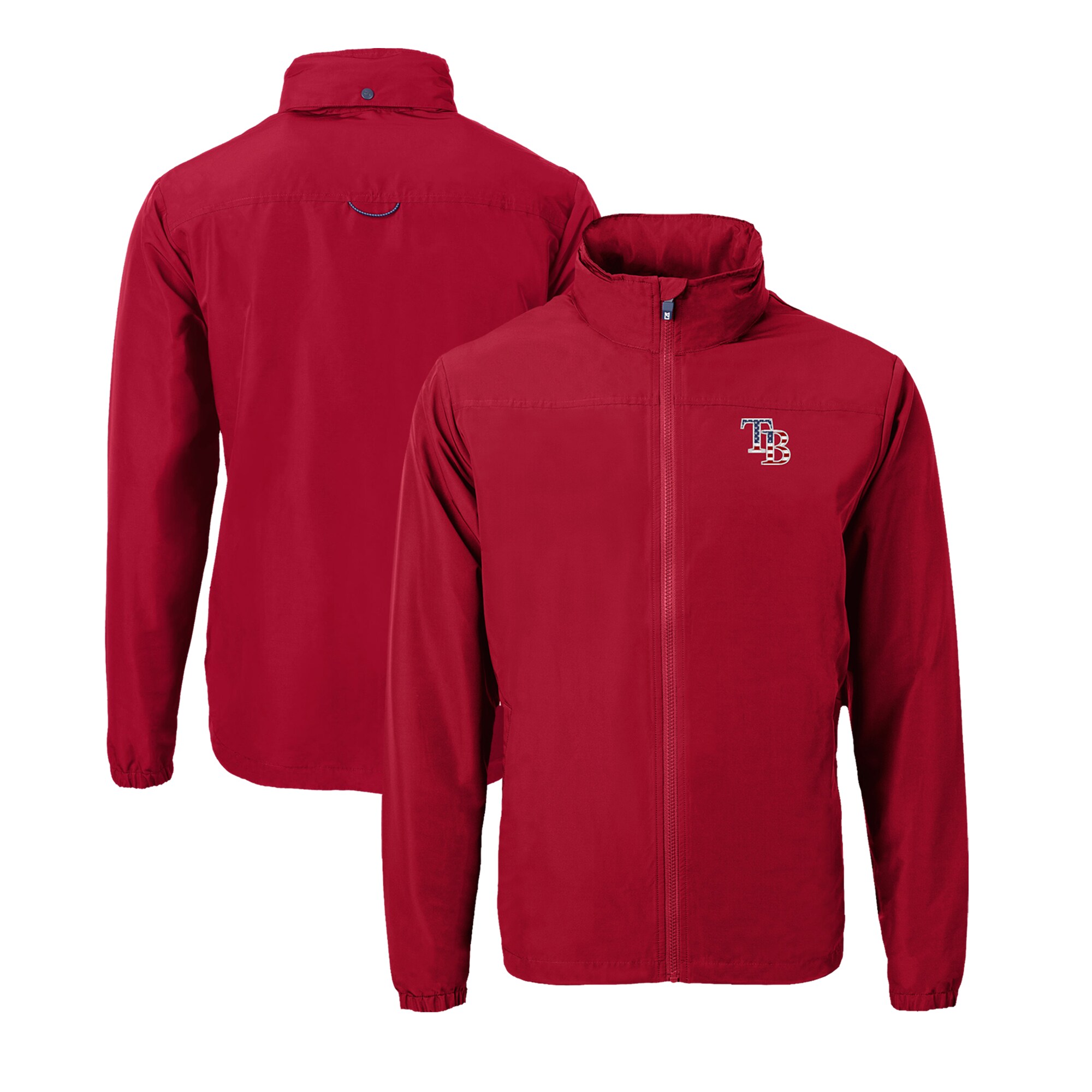 Men's Tampa Bay Rays  Cutter & Buck Red Stars & Stripes Charter Eco Recycled Full-Zip Jacket