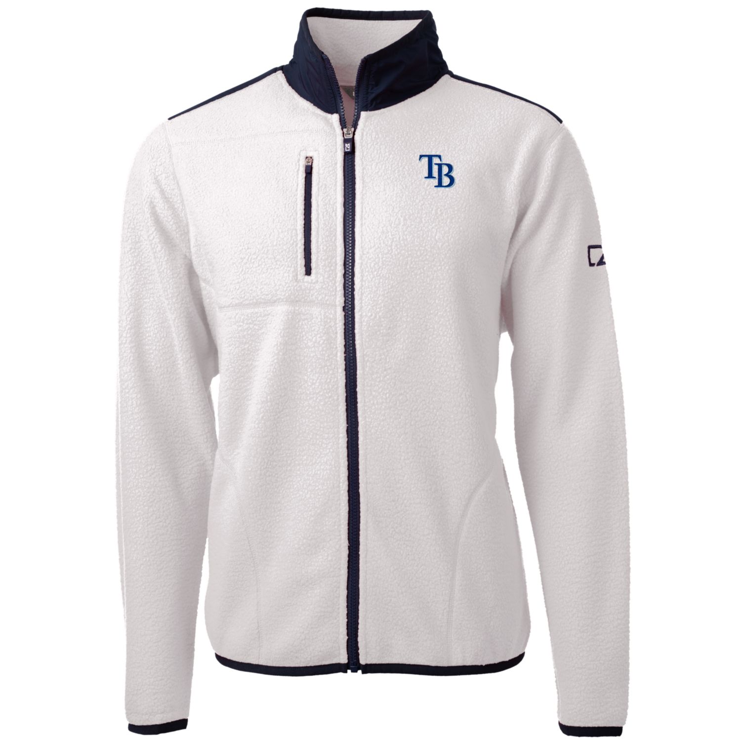 Men's Tampa Bay Rays Cutter & Buck White Big & Tall Cascade Eco Sherpa Fleece Full-Zip Jacket