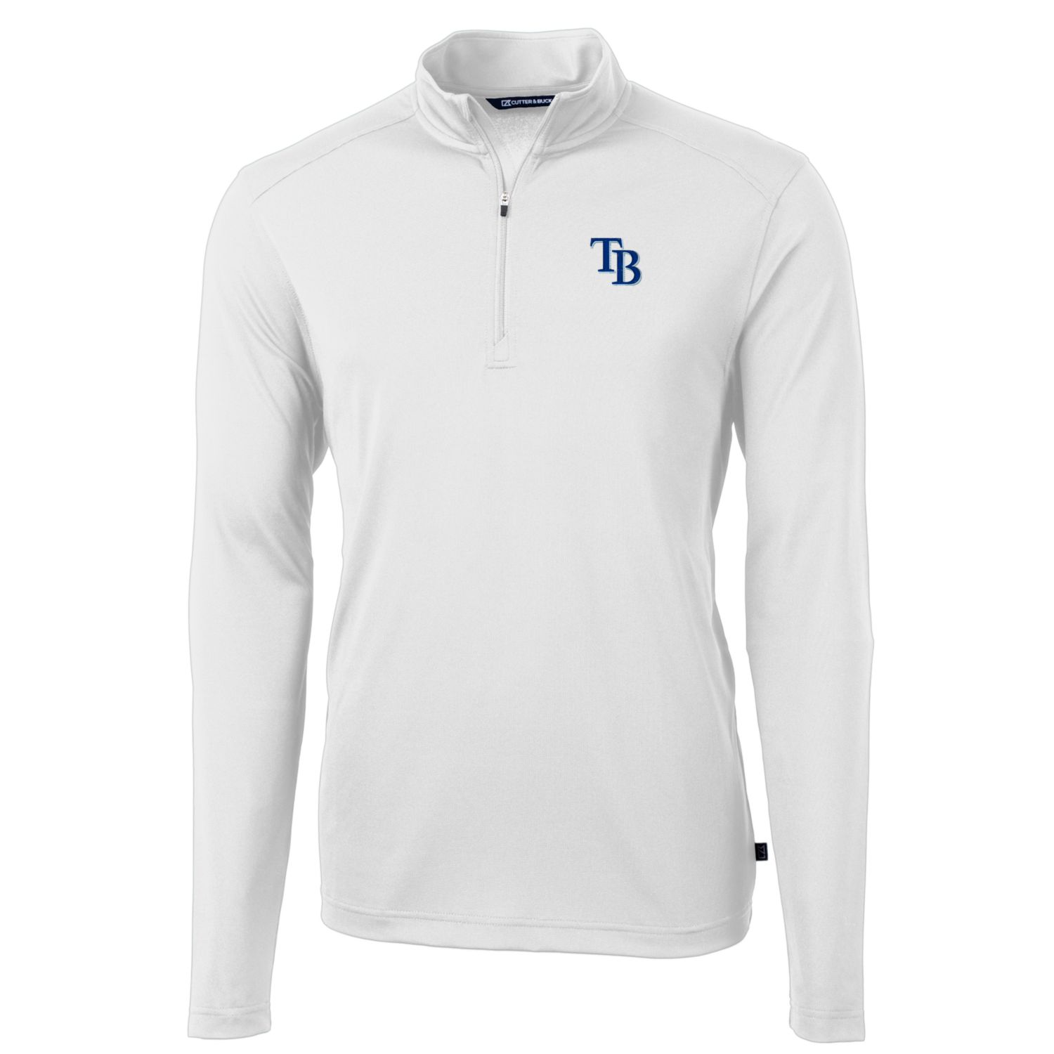 Men's Tampa Bay Rays Cutter & Buck White Big & Tall Virtue Eco Pique Quarter-Zip Pullover Jacket