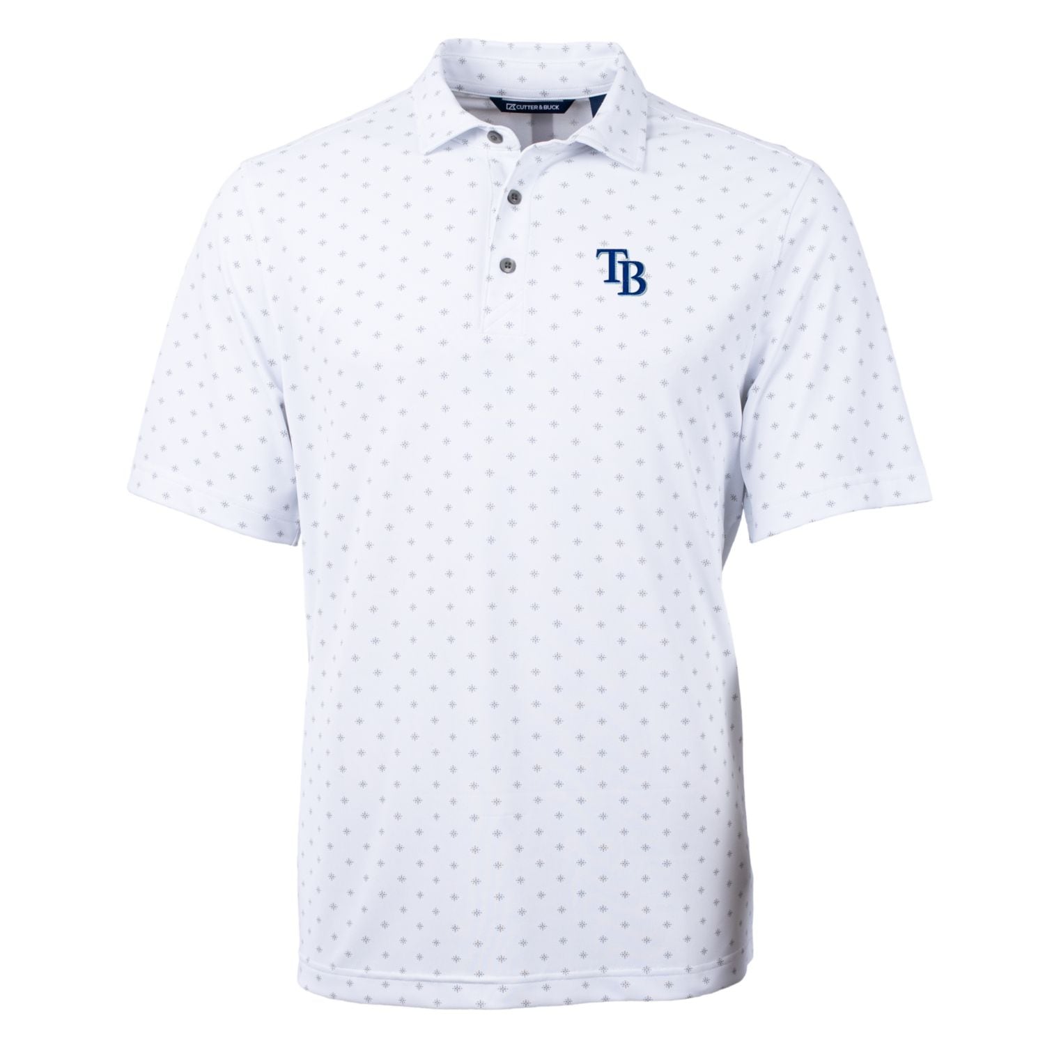 Men's Tampa Bay Rays Cutter & Buck White Big & Tall Virtue Eco Pique Tile Print Polo