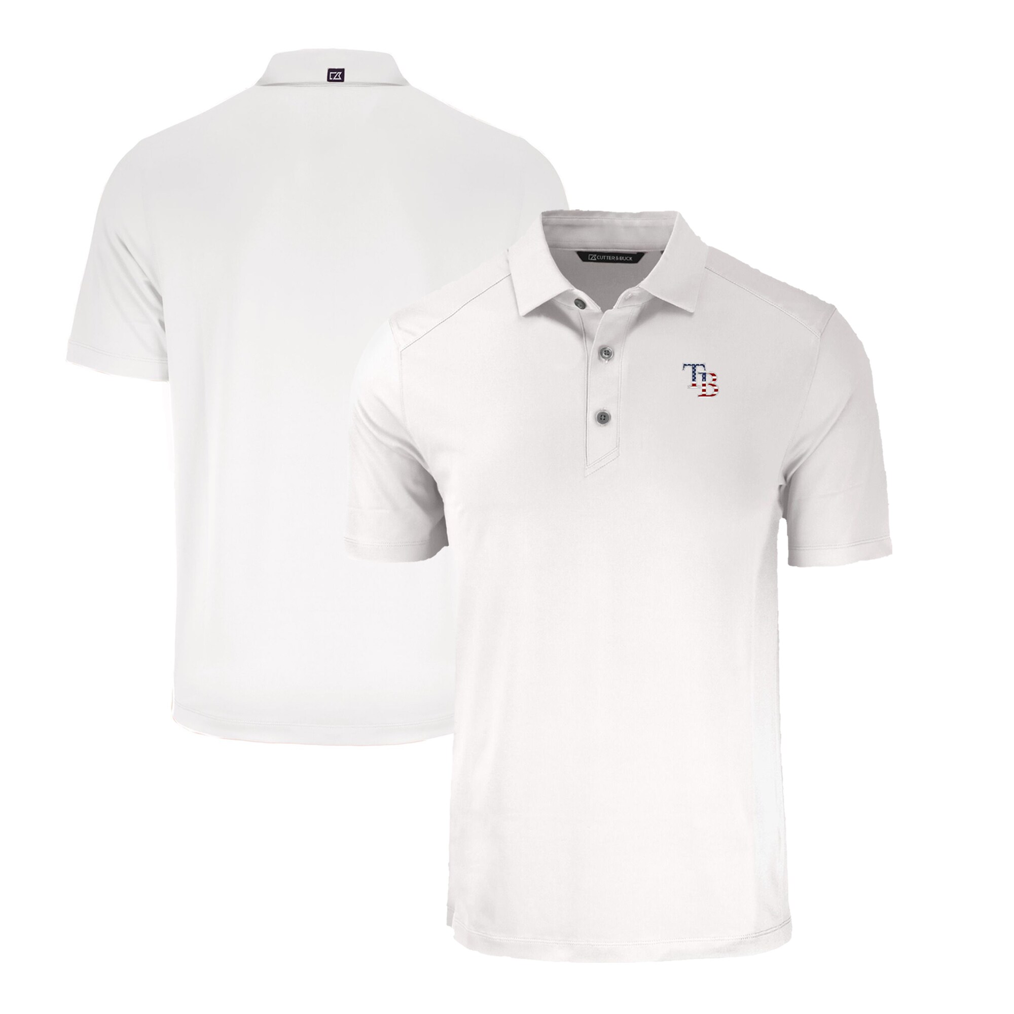 Men's Tampa Bay Rays  Cutter & Buck White Stars & Stripes Forge Eco Stretch Recycled Polo