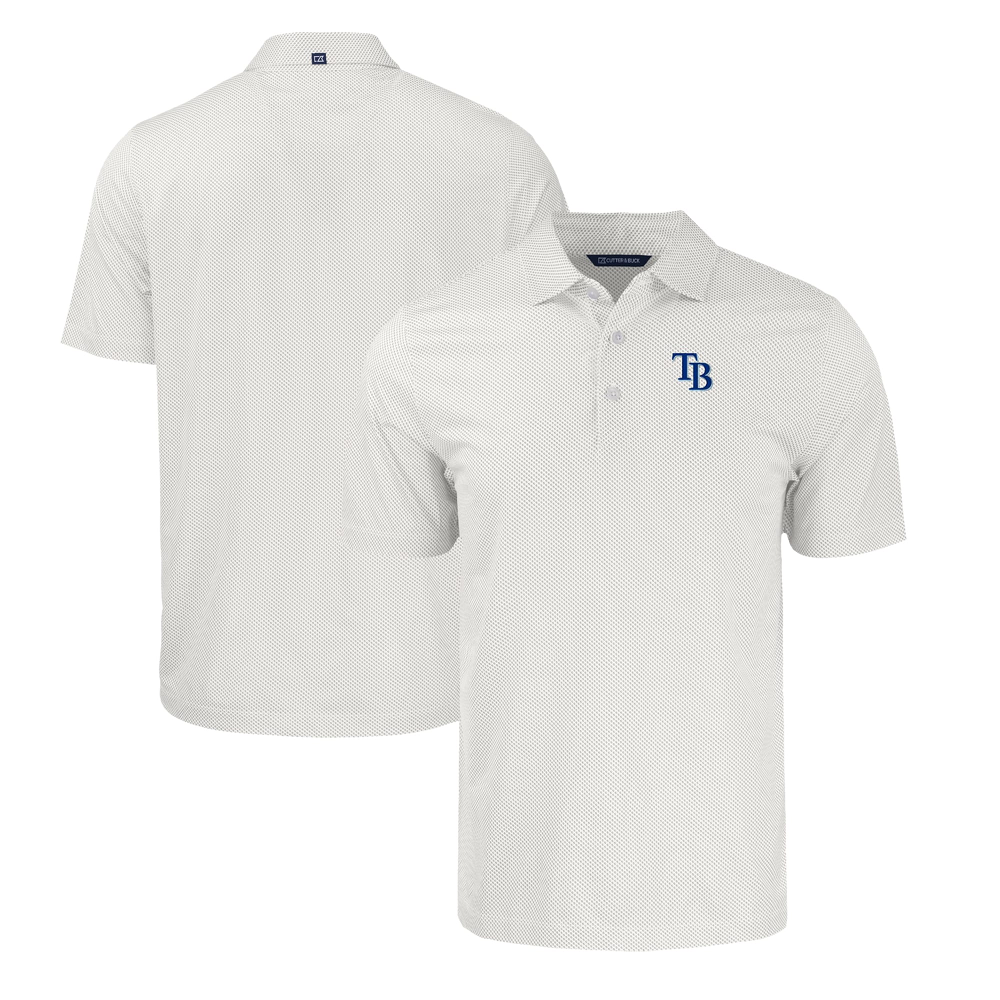 Men's Tampa Bay Rays  Cutter & Buck White/Gray Big & Tall Pike Eco Symmetry Print Stretch Recycled Polo
