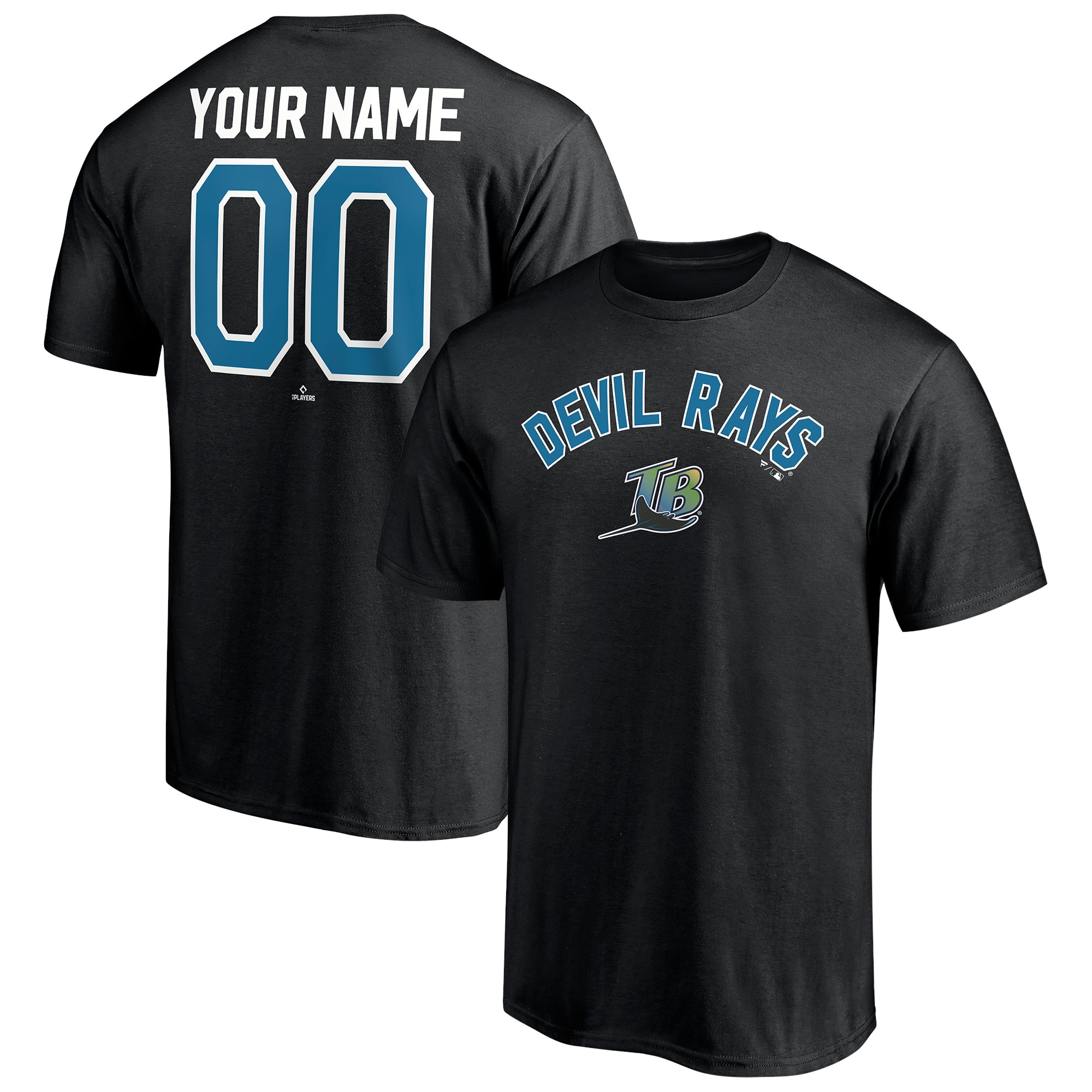 Men's Tampa Bay Rays  Branded Black Cooperstown Winning Streak Personalized Name & Number T-Shirt