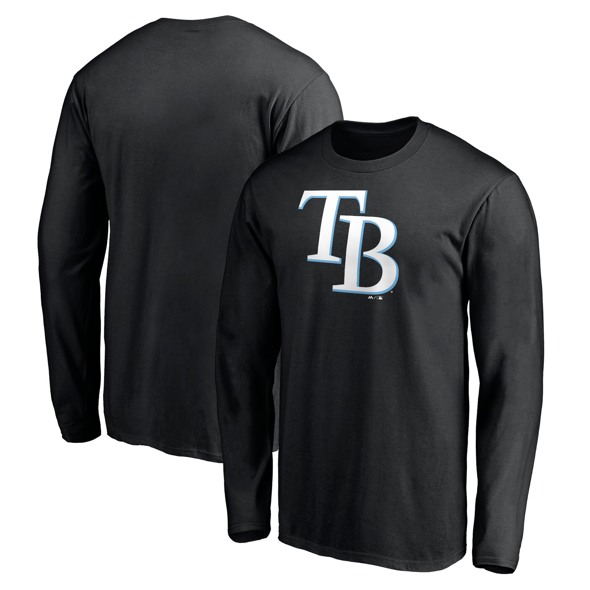 Men's Tampa Bay Rays  Branded Black Official Team Logo Long Sleeve T-Shirt