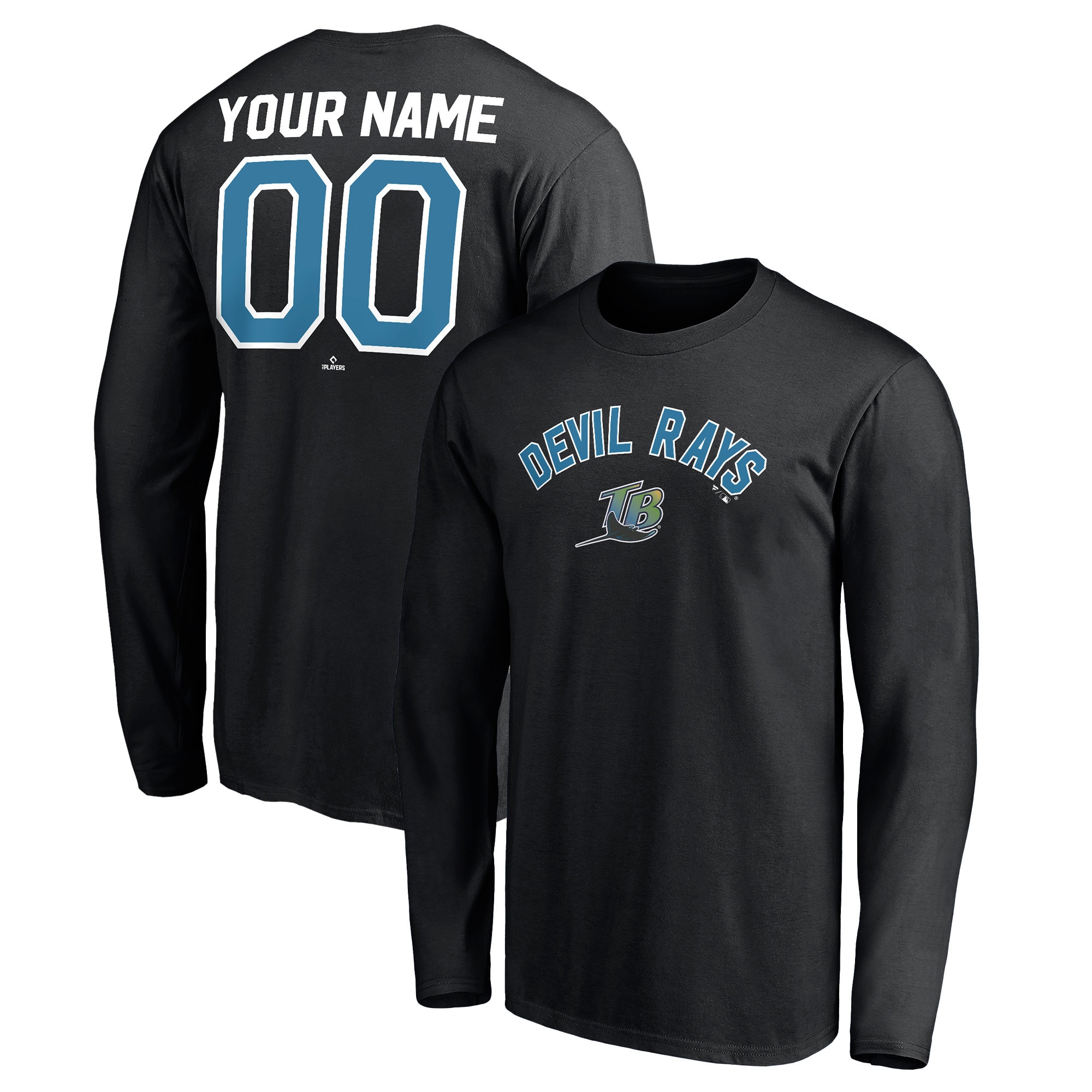 Men's Tampa Bay Rays  Branded Black Personalized Cooperstown Collection Winning Streak Long Sleeve T-Shirt