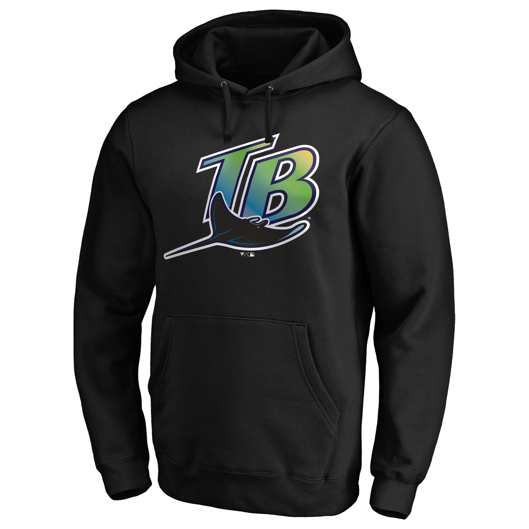 Men's Tampa Bay Rays  Branded Black Vintage Cooperstown Collection Wahconah Fitted Pullover Hoodie