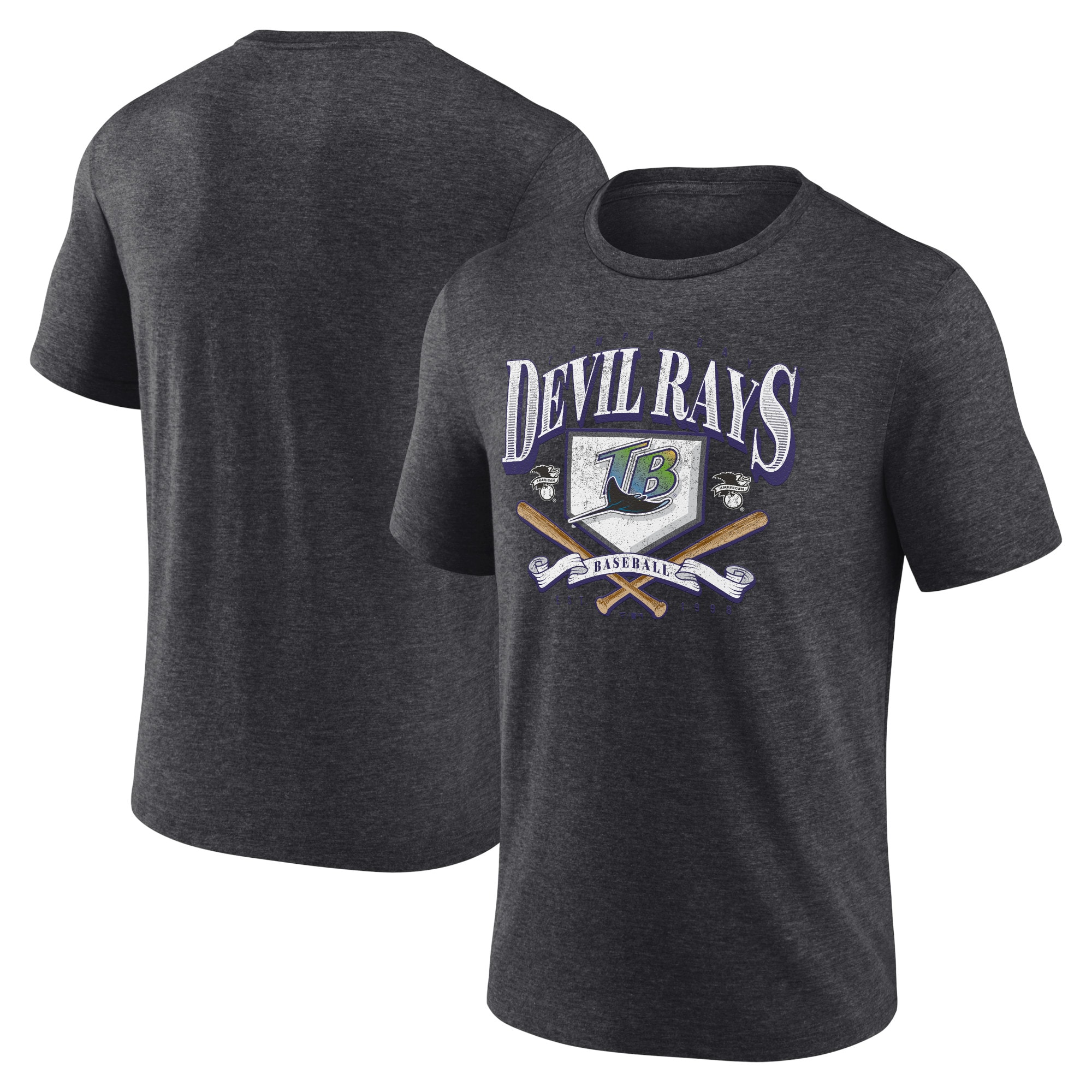 Men's Tampa Bay Rays Branded Heather Charcoal Home Team Tri-Blend T-Shirt