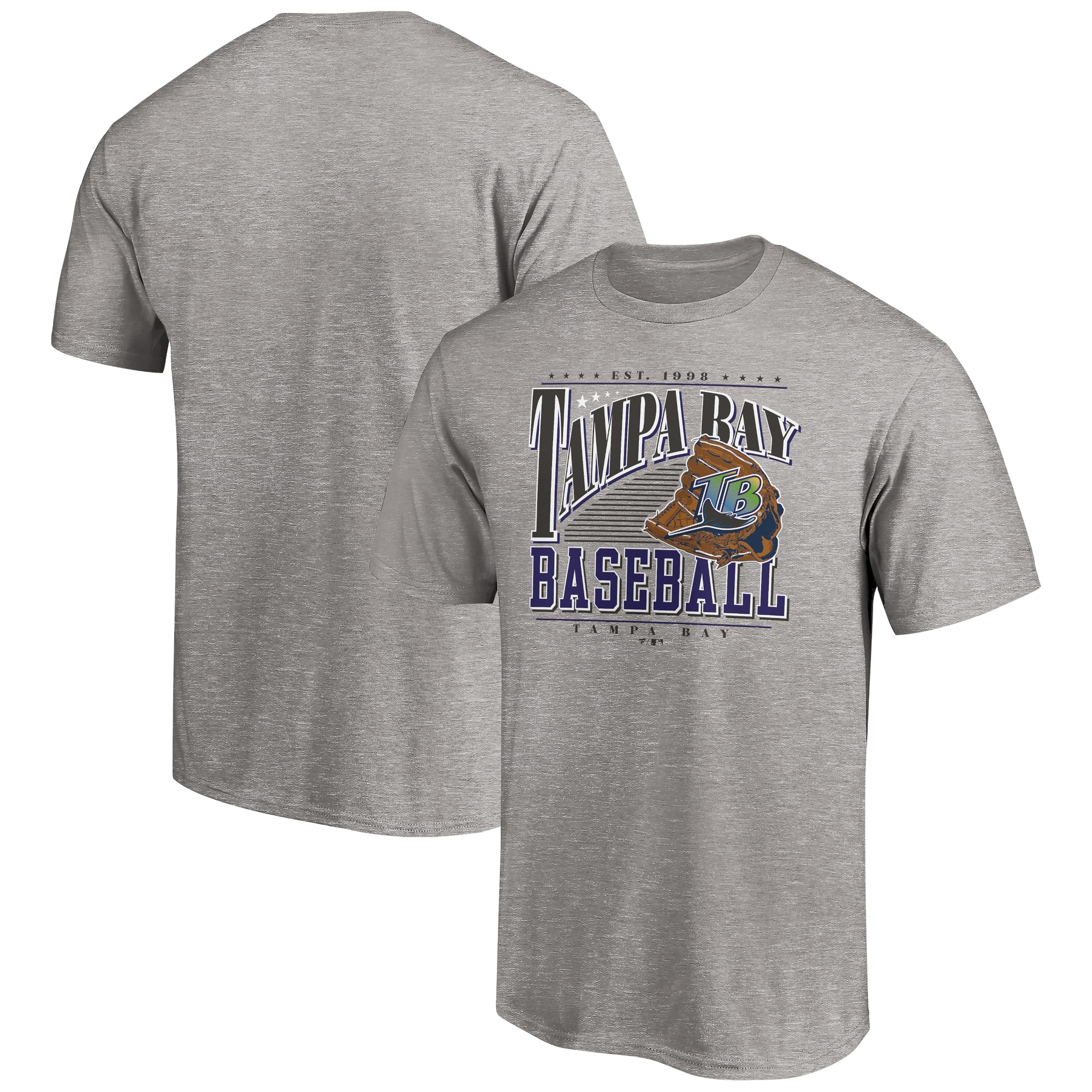 Men's Tampa Bay Rays  Branded Heather Gray Cooperstown Collection Winning Time T-Shirt