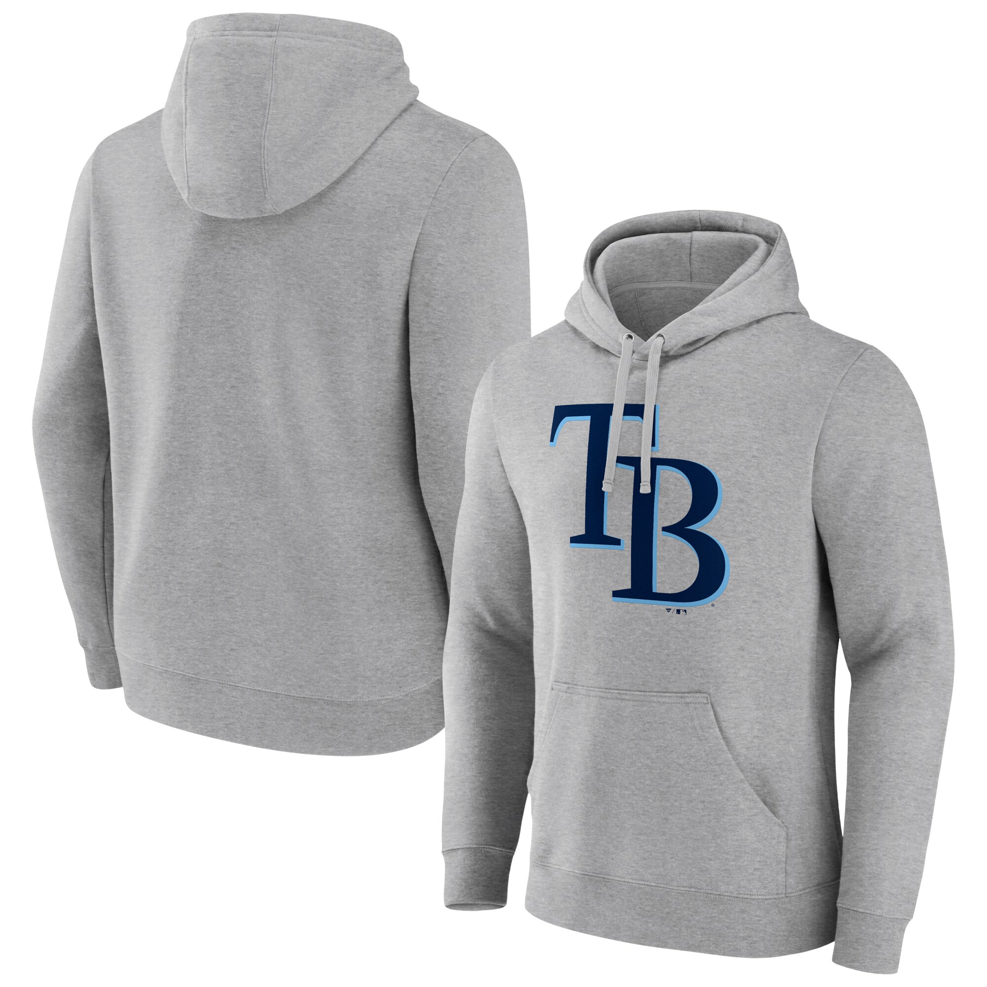 Men's Tampa Bay Rays  Branded Heather Gray Official Logo Fitted Pullover Hoodie