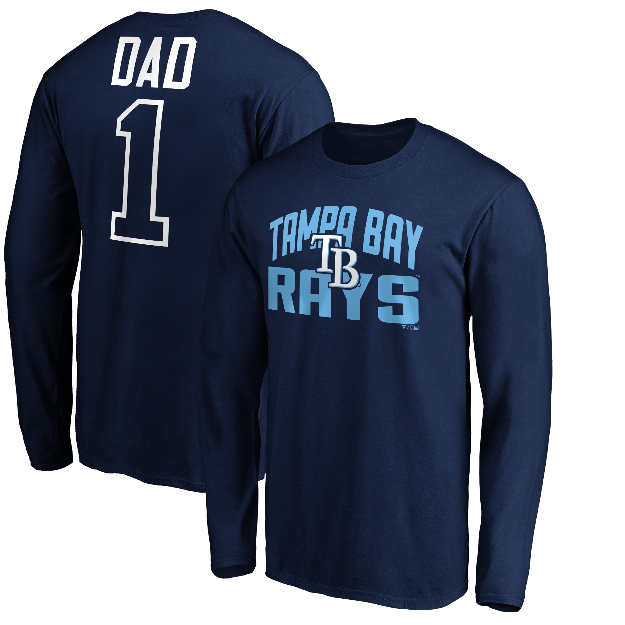 Men's Tampa Bay Rays  Branded Navy Father's Day #1 Dad Long Sleeve T-Shirt