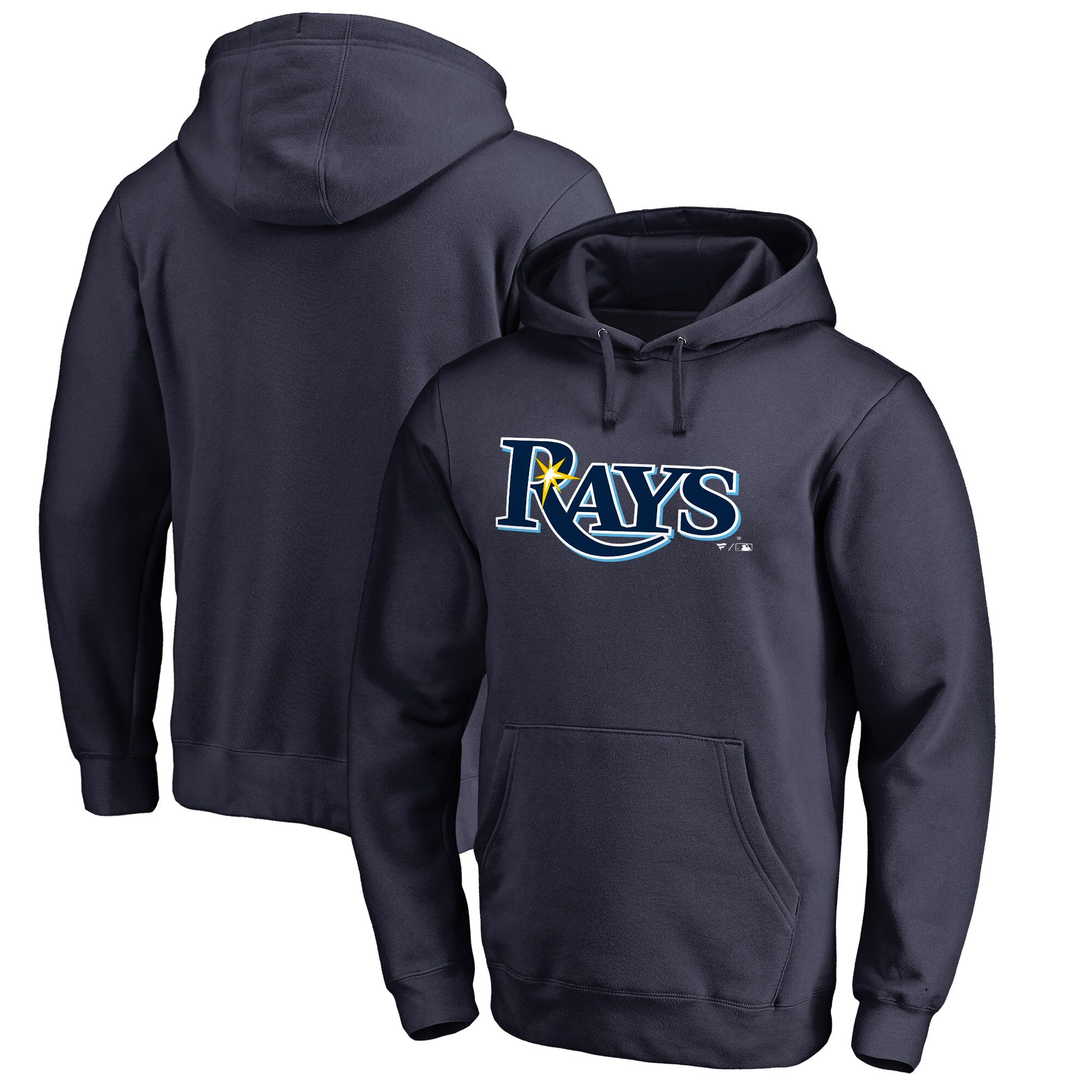 Men's Tampa Bay Rays  Branded Navy Official Wordmark Fitted Pullover Hoodie