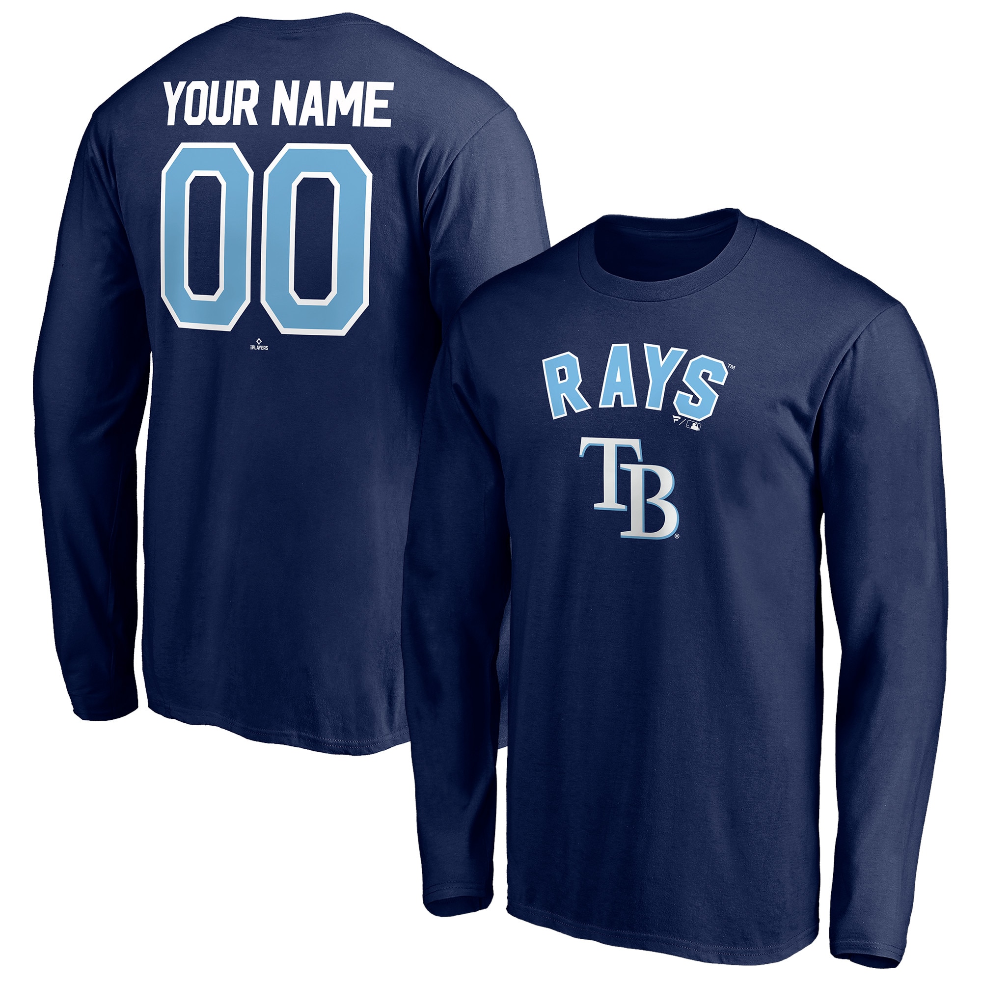Men's Tampa Bay Rays  Branded Navy Personalized Winning Streak Name & Number Long Sleeve T-Shirt