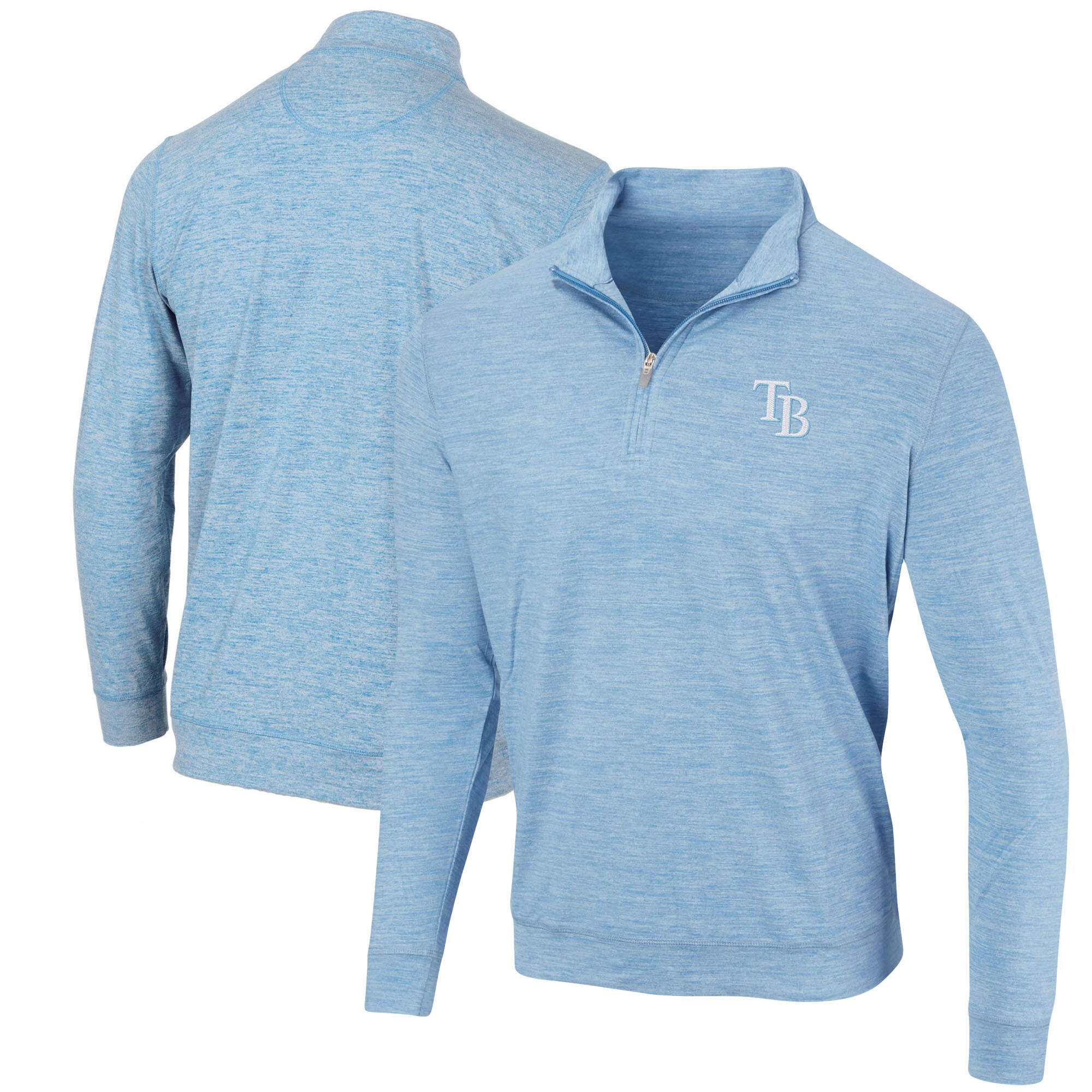 Men's Tampa Bay Rays Heathered Light Blue Peached Marled Yarn Quarter-Zip Pullover Jacket
