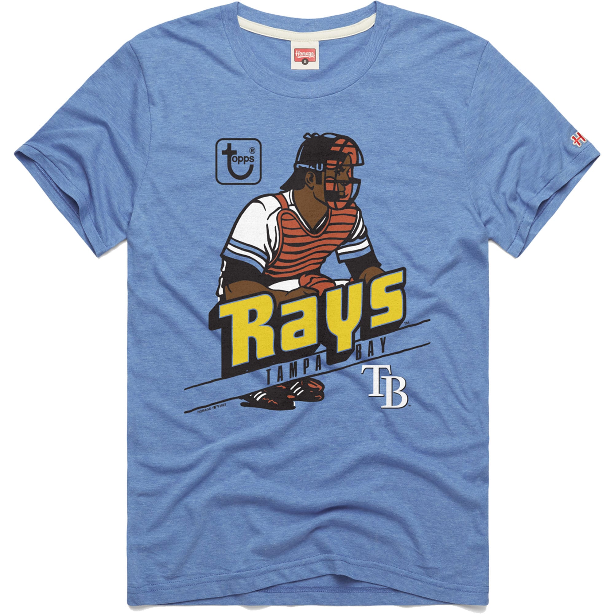 Men's Tampa Bay Rays Homage x Topps Light Blue Tri-Blend T-Shirt