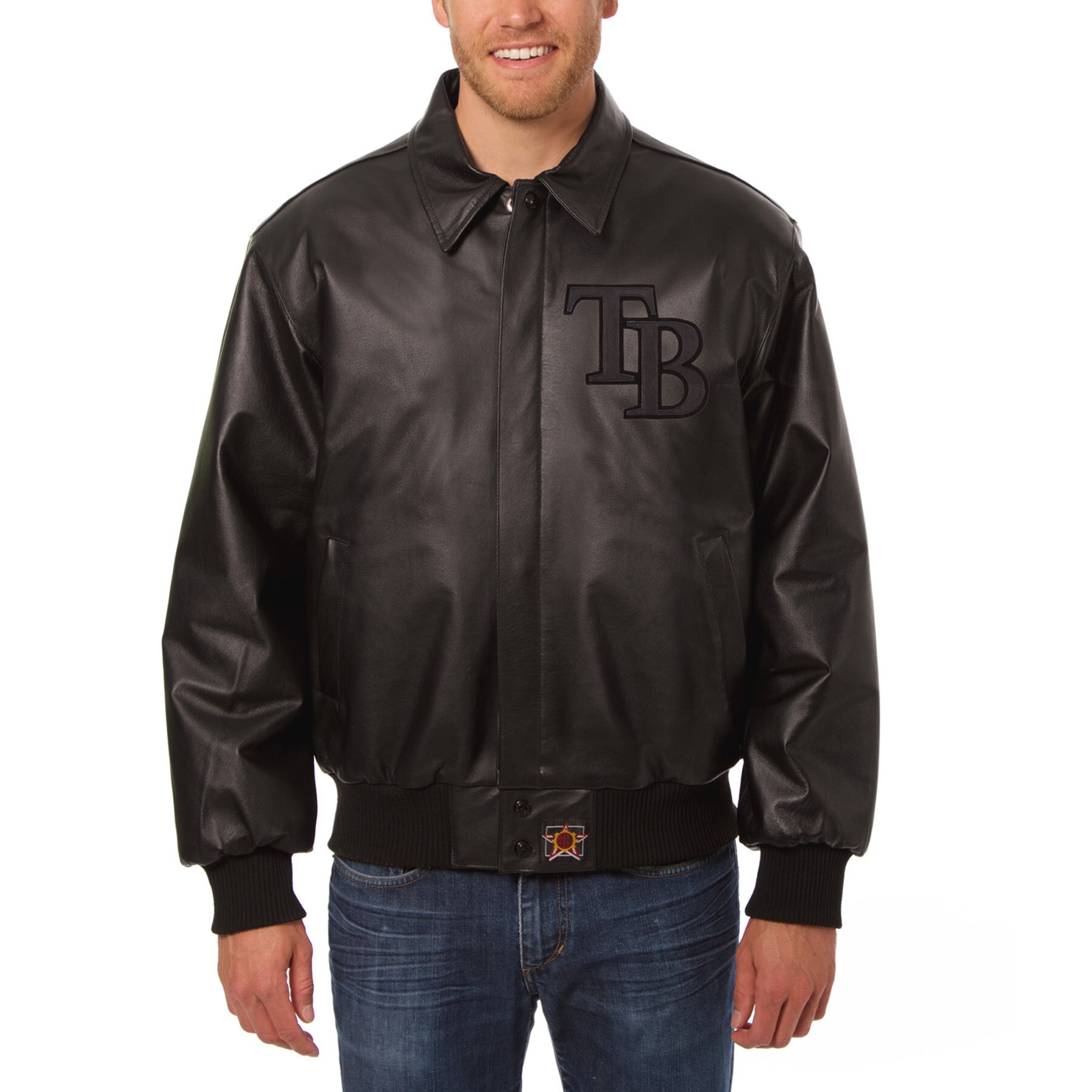 Men's Tampa Bay Rays JH Design Black All-Leather Jacket