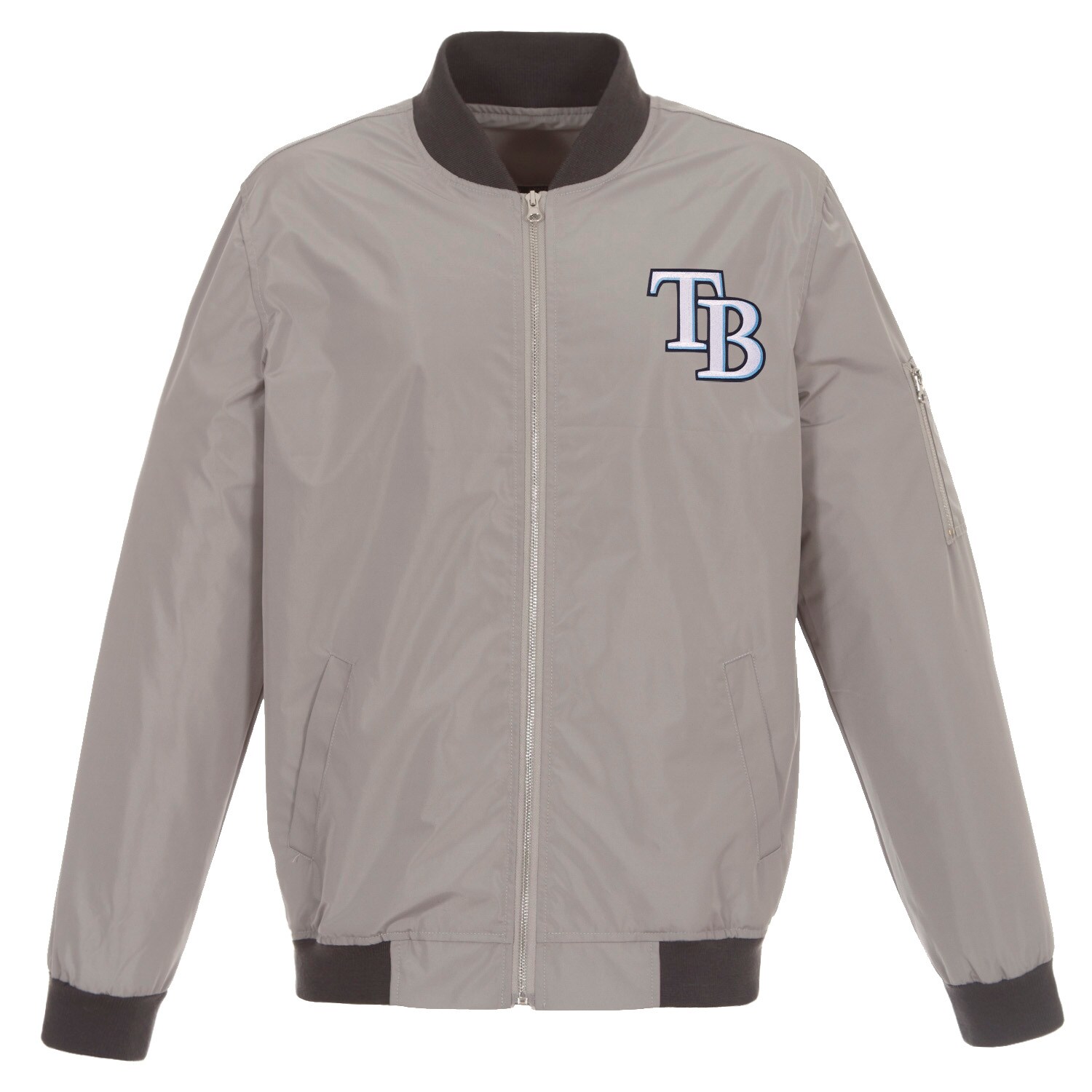 Men's Tampa Bay Rays JH Design Gray Lightweight Nylon Bomber Jacket