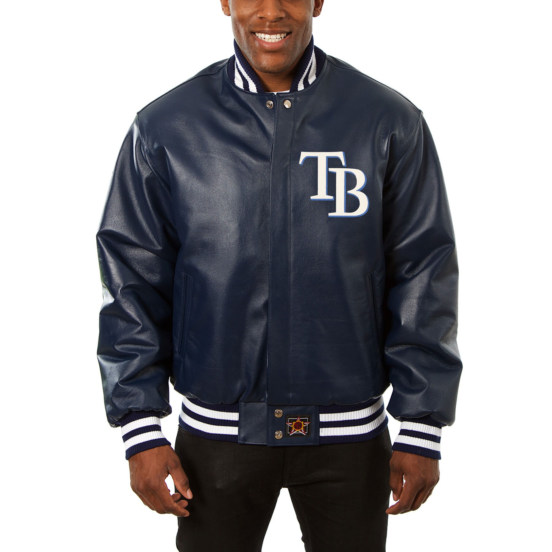 Men's Tampa Bay Rays JH Design Navy Classic Leather Team Jacket