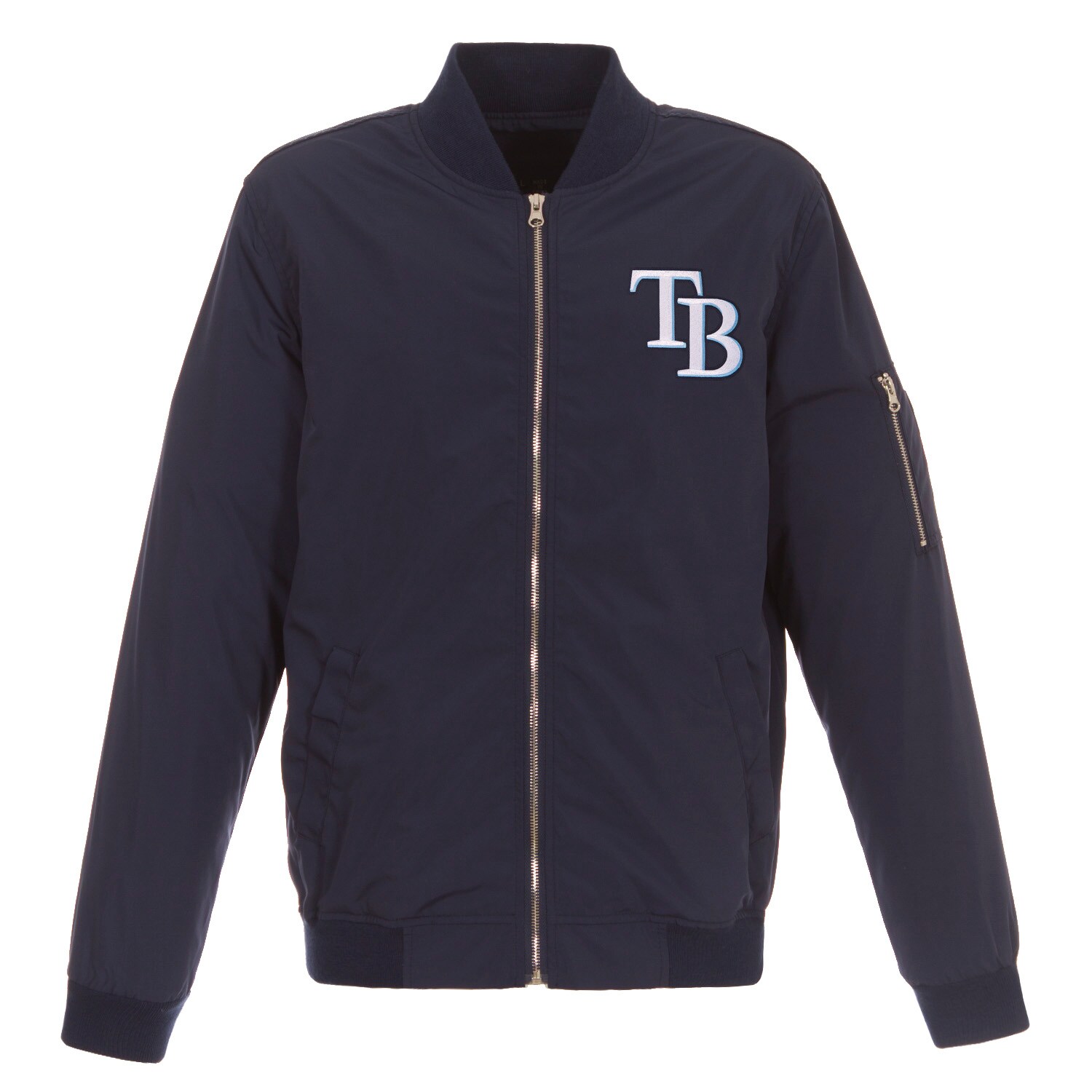 Men's Tampa Bay Rays JH Design Navy Lightweight Nylon Bomber Jacket