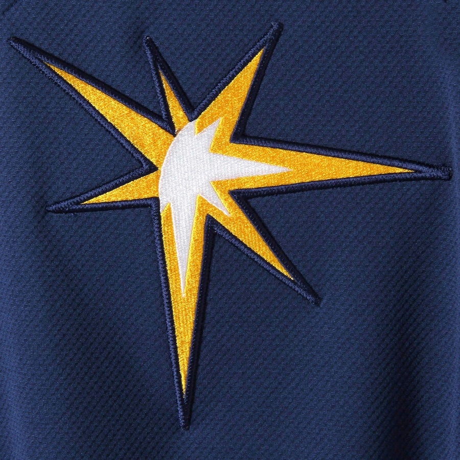 Men's Tampa Bay Rays Majestic Navy-Light Blue Authentic Collection On-Field 3-4-Sleeve Batting Practice Jersey - Image 3