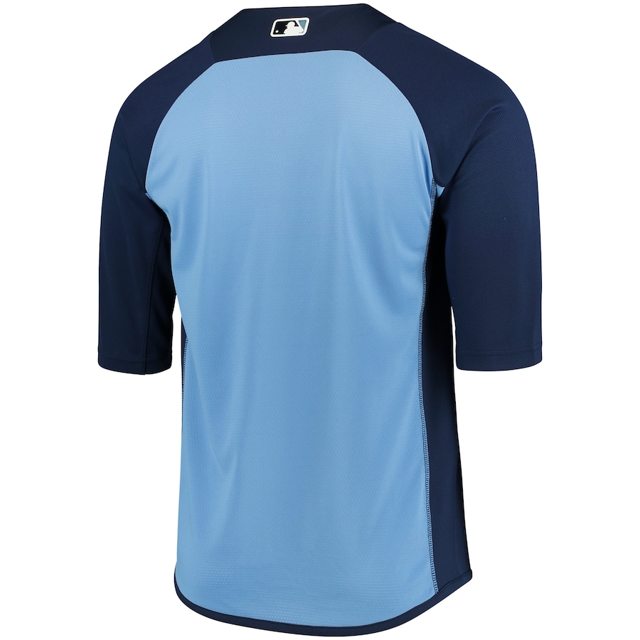 Men's Tampa Bay Rays Majestic Navy-Light Blue Authentic Collection On-Field 3-4-Sleeve Batting Practice Jersey - Image 4