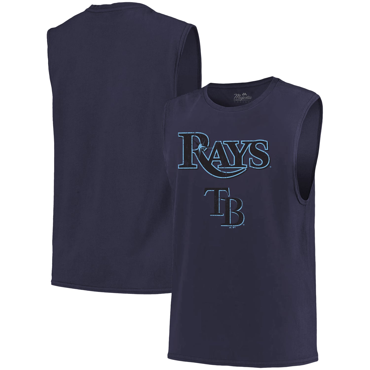 Men's Tampa Bay Rays Majestic Threads Navy Softhand Muscle Tank Top