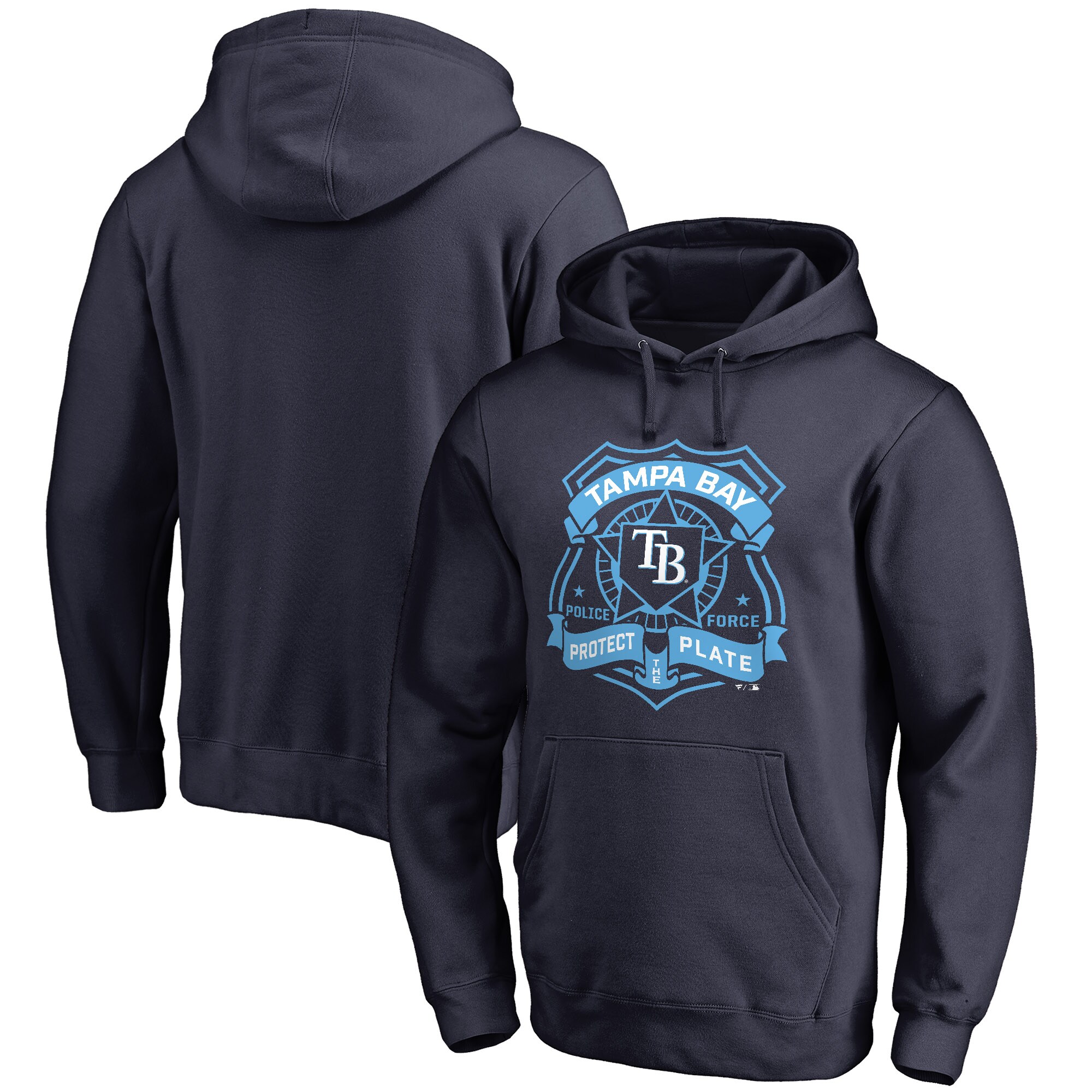 Men's Tampa Bay Rays Navy Police Badge Pullover Hoodie