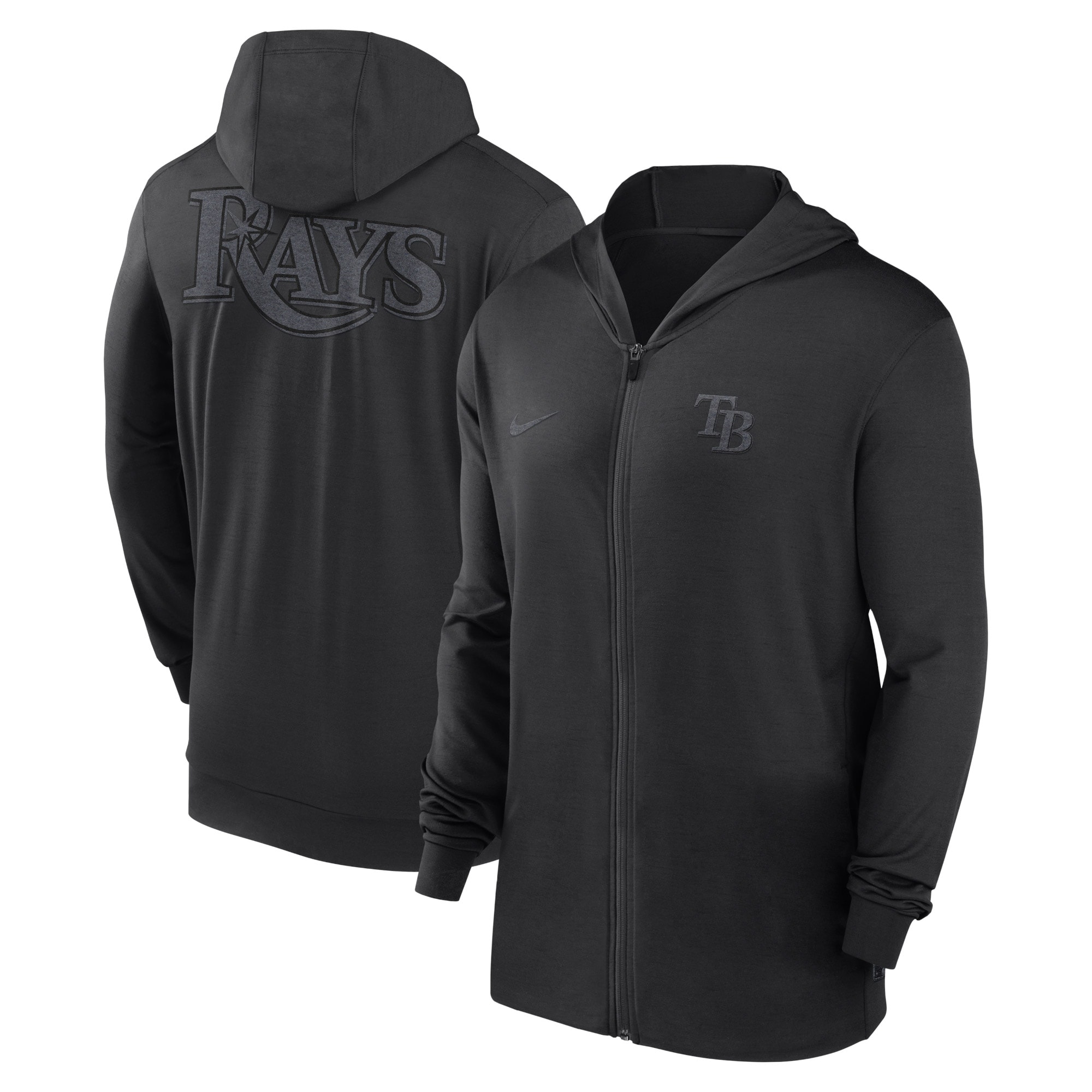 Men's Tampa Bay Rays Nike Black Authentic Collection Travel Performance Lightweight Full-Zip Hoodie