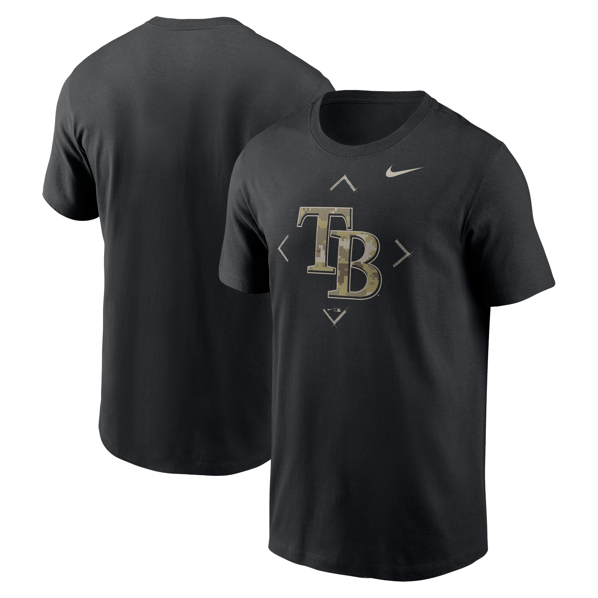 Men's Tampa Bay Rays Nike Black Camo Logo T-Shirt