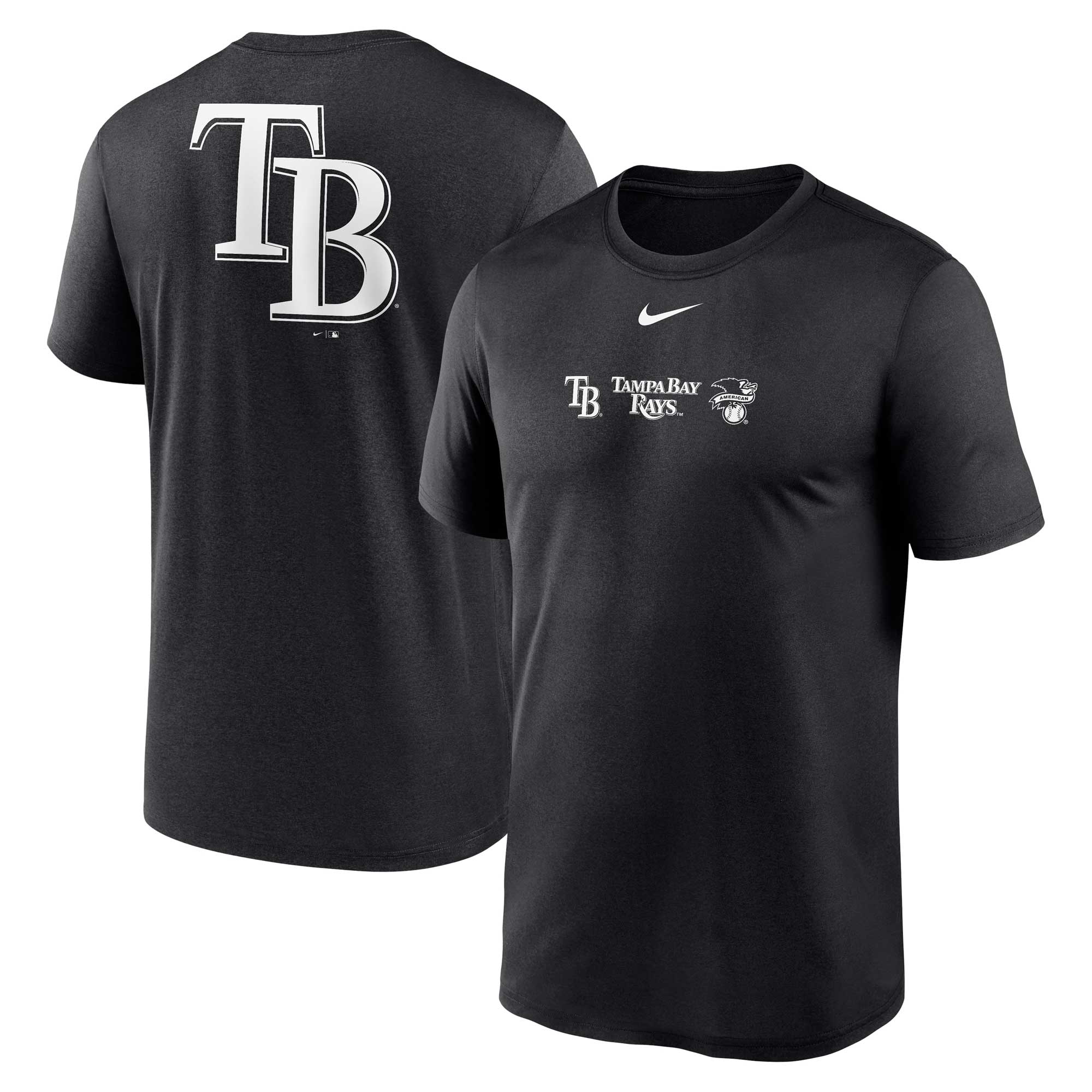 Men's Tampa Bay Rays Nike Black Fashion Over Shoulder Logo Legend T-Shirt
