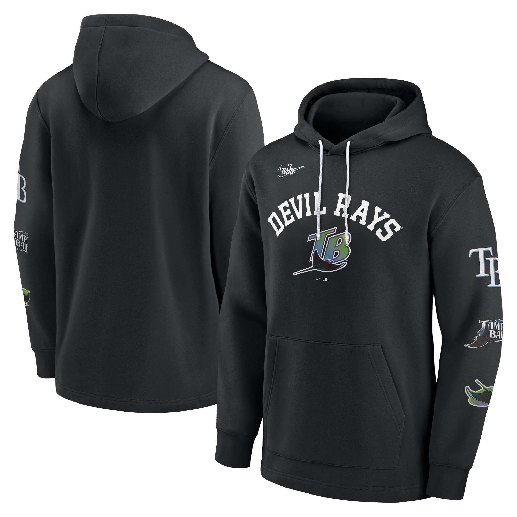 Men's Tampa Bay Rays Nike Black Rewind Lefty Pullover Hoodie
